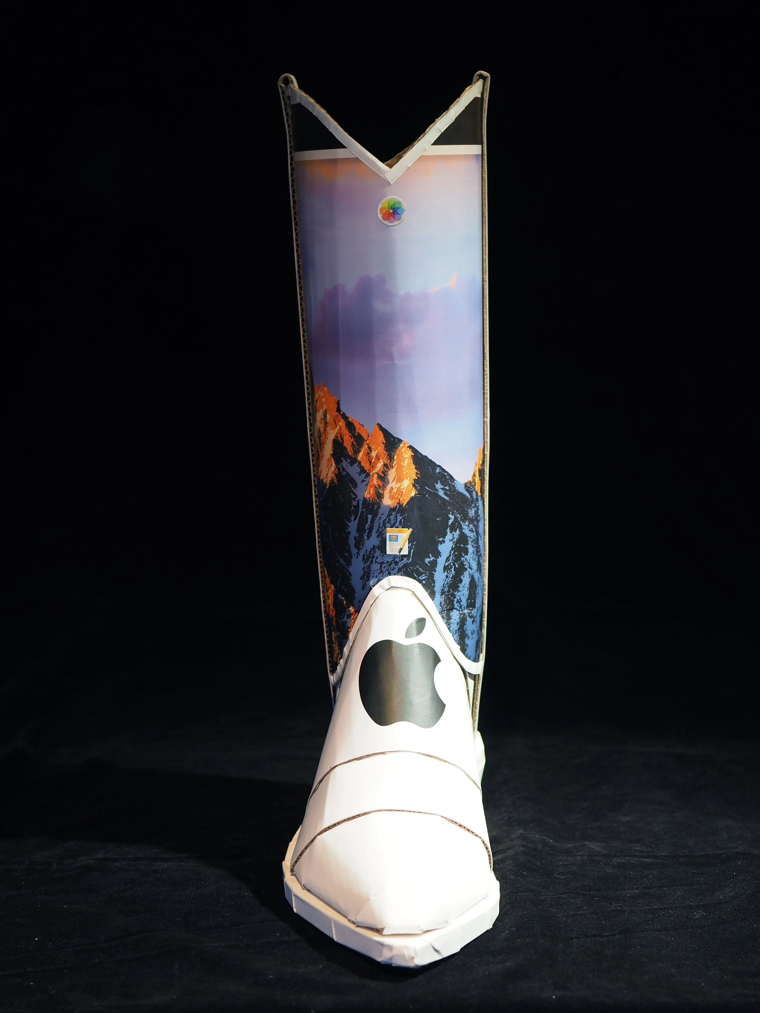 Apple iPhone iMac Macintosh corporate pop culture bashing anti-capitalist woke libs political cowboy boot recycled material fine art sculpture