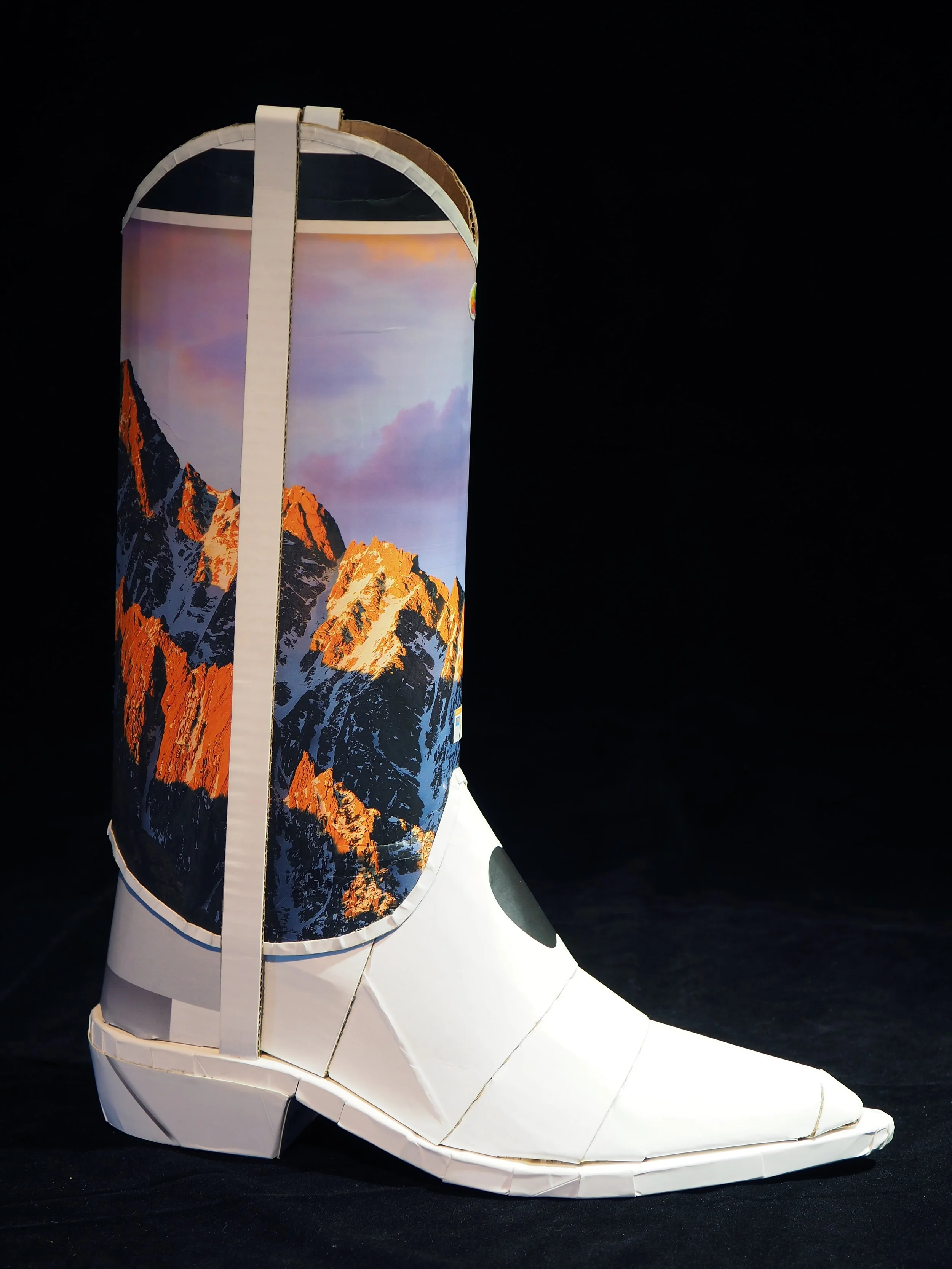 Apple iPhone iMac Macintosh corporate pop culture bashing anti-capitalist woke libs political cowboy boot recycled material fine art sculpture