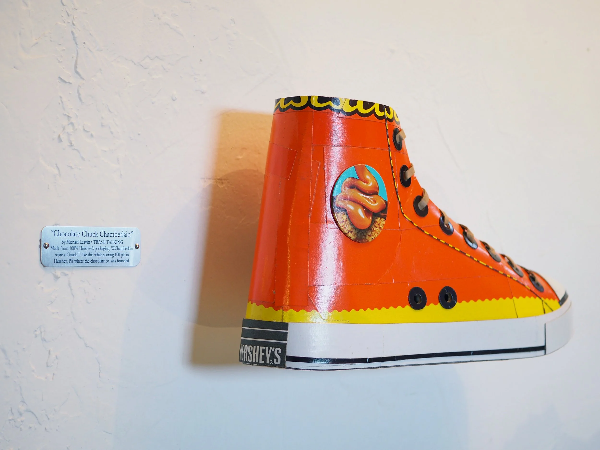 Reeses Hershey chocolate candy Chuck Taylor Converse All-Star orange candy collector NBA basketball shoe geek pop art parody sculpture