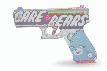 Mass shooting gun violence Care Bears American Greeting Card Company Ohio pop art sculpture political parody