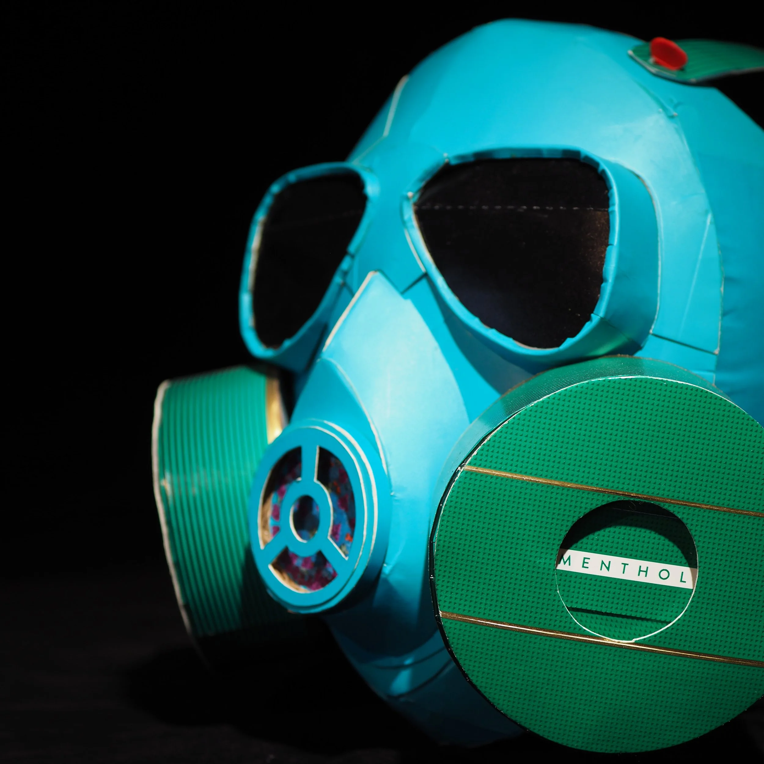 Gas Covid mask fossil fuel industry 2020 dumpter fire George Floyd art sculpture recycled material parody art
