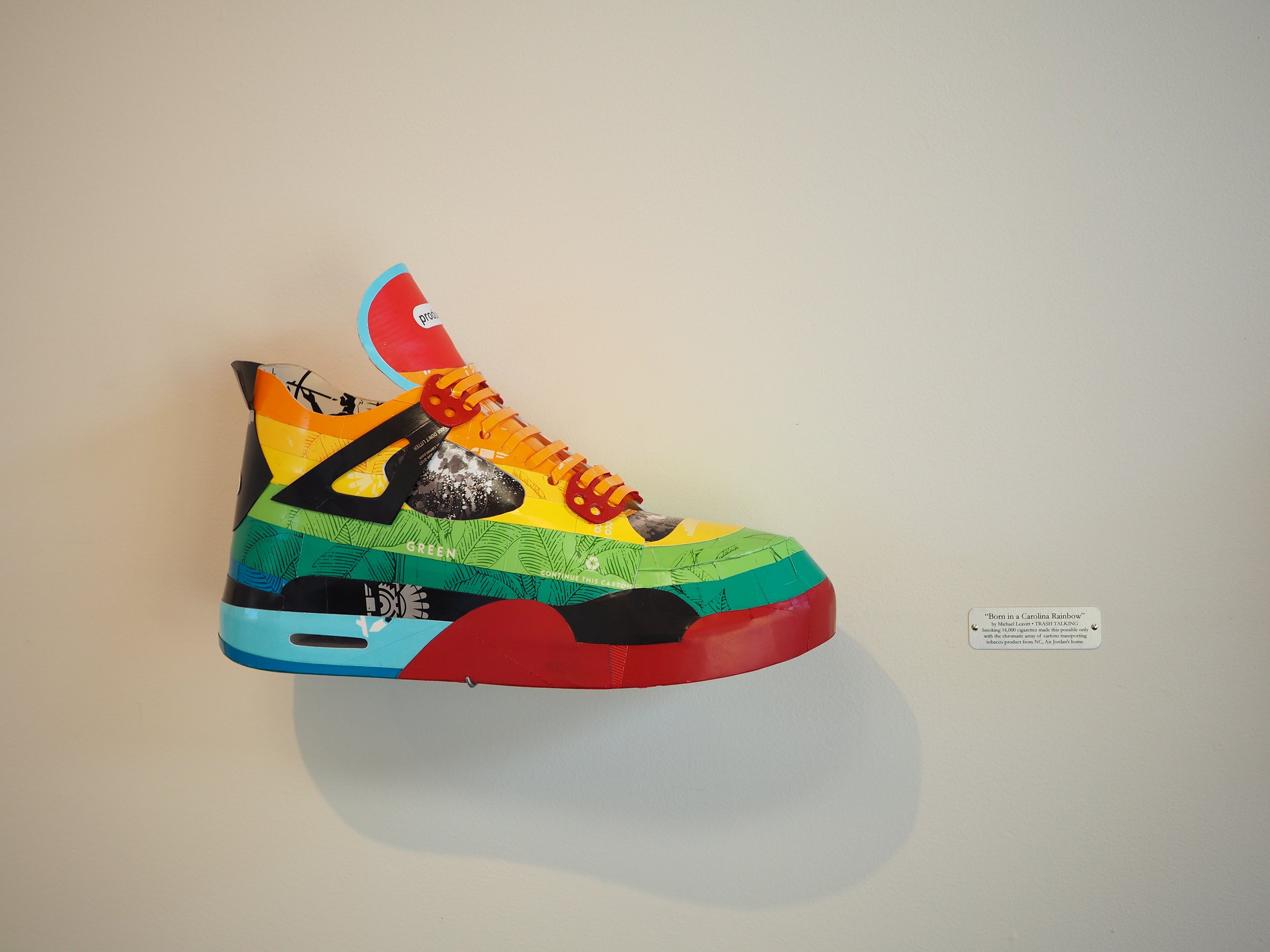 Pop art consumer culture big tobacco American Spirit Nike Air Jordan collector shoe sculpture