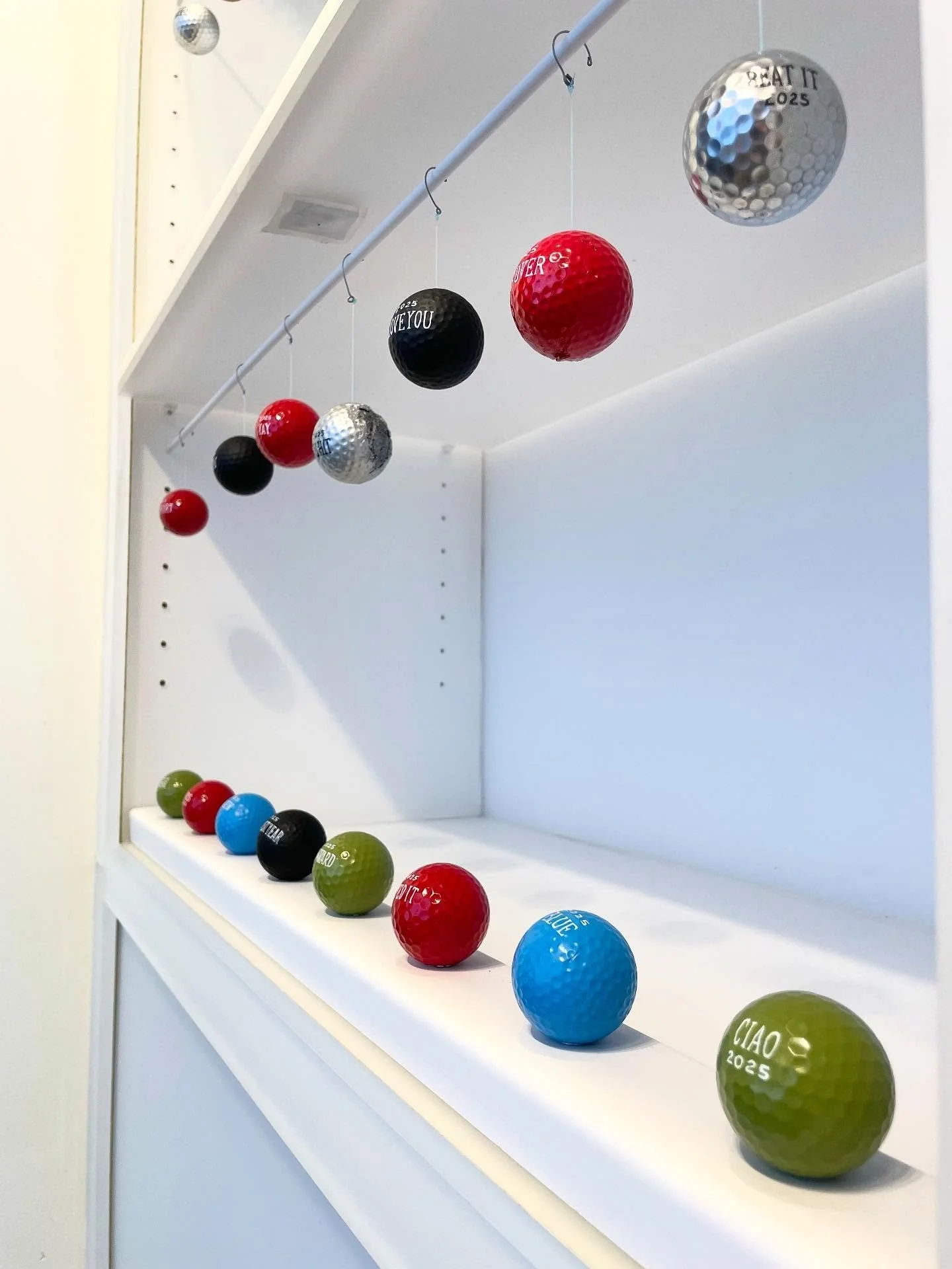 &ldquo;Gone Ornamental&rdquo; is my new series of hand-painted ornaments and golf balls installed as a gift shop section of my &ldquo;Good Buy! Cruel World&rdquo; exhibition on now thru Nov.30 @vashoncenter. Gallery is open today &amp; tomorrow. Open