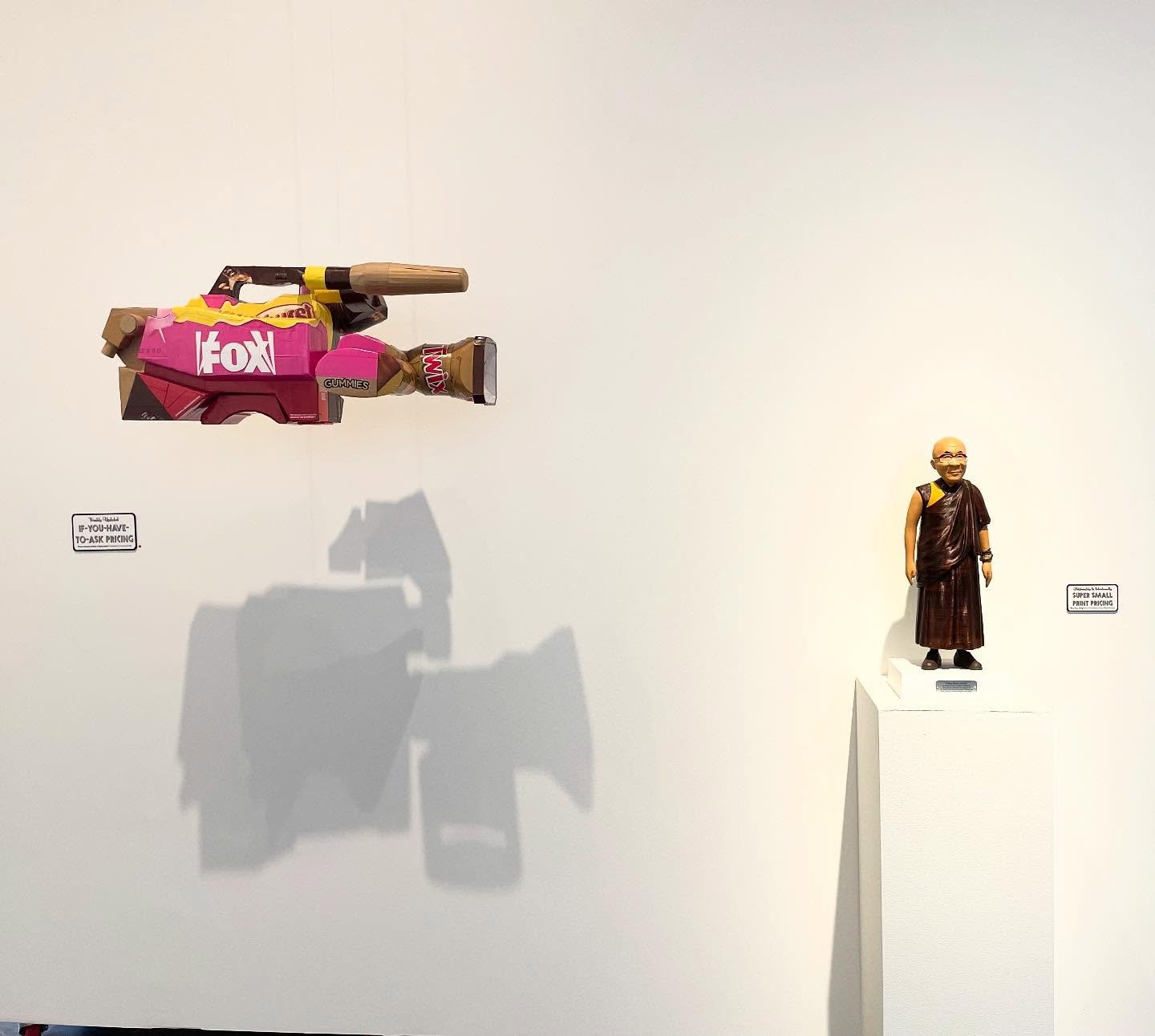 GOING IG LIVE 1:30pm PST this Friday Nov.21 with a short walk thru of my show @vashoncenter. This is a detail view of the installation. How does the Dalai Lama relate to a FoxNews cam? How did this piece get sold? Join me LIVE this Friday 11/21 to ge