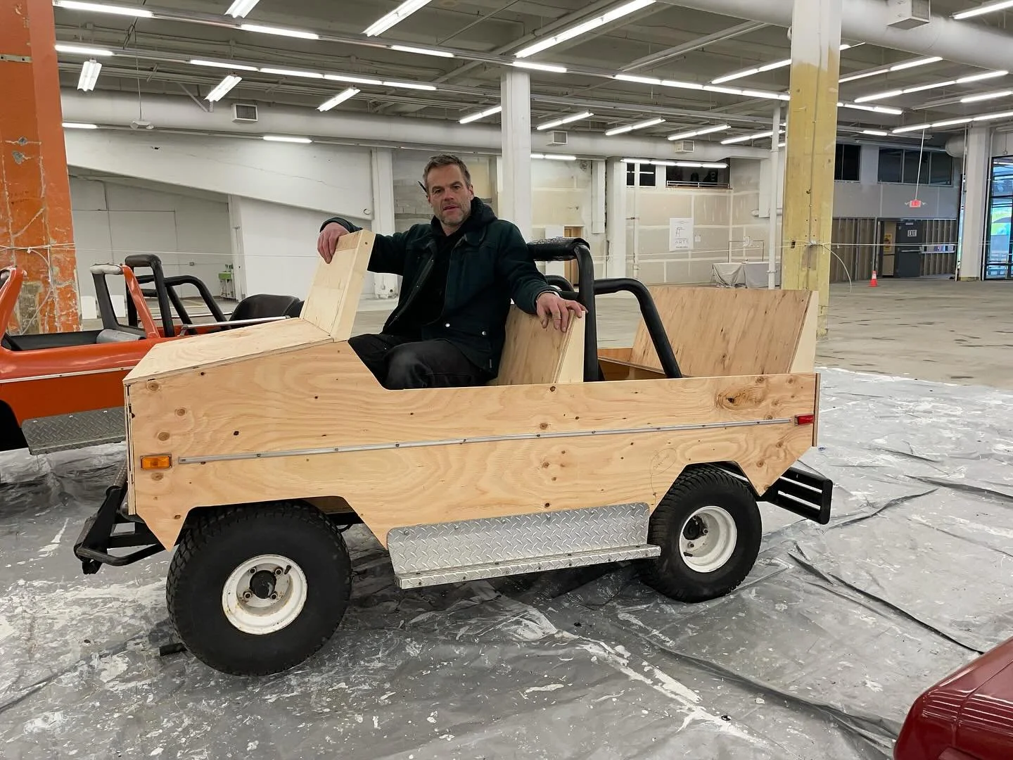 nearing the end of the mock-up phase, testing how it feels to sit in (good✔️), rock in (good✔️), leg room (ok). Gonna move the &ldquo;windshield&rdquo; forward a few inches for more legroom up front. Took a lot to build out the new front wheel wells 