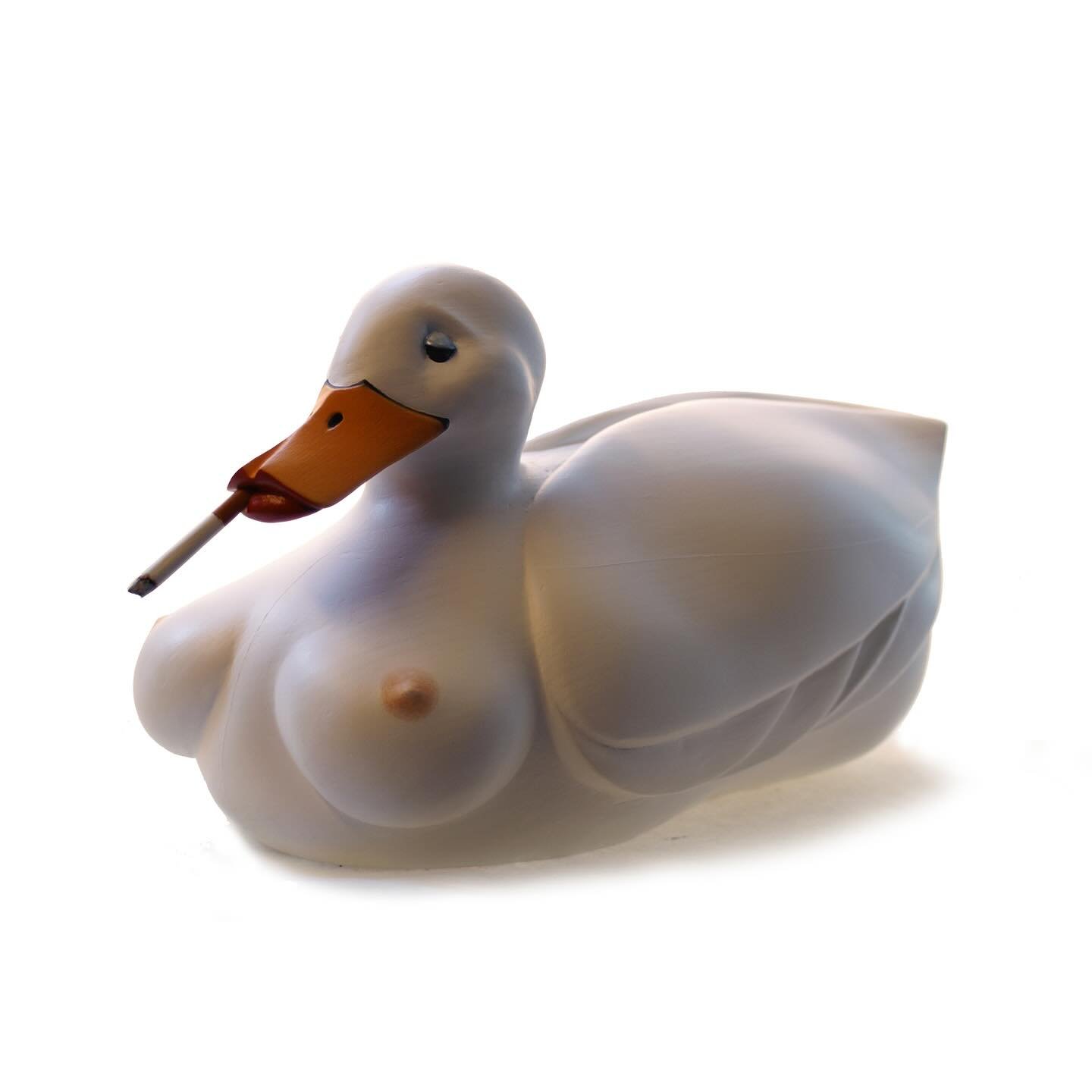 the first #decoy I carved back in 2008. I wanted to mess with things that distract us white guys, #mammaries, #hunting, #lips etc. aka White Male Distractions or &ldquo;WMD&rsquo;s&rdquo;. The #badonkadonk was also a thing at the time. This was the B