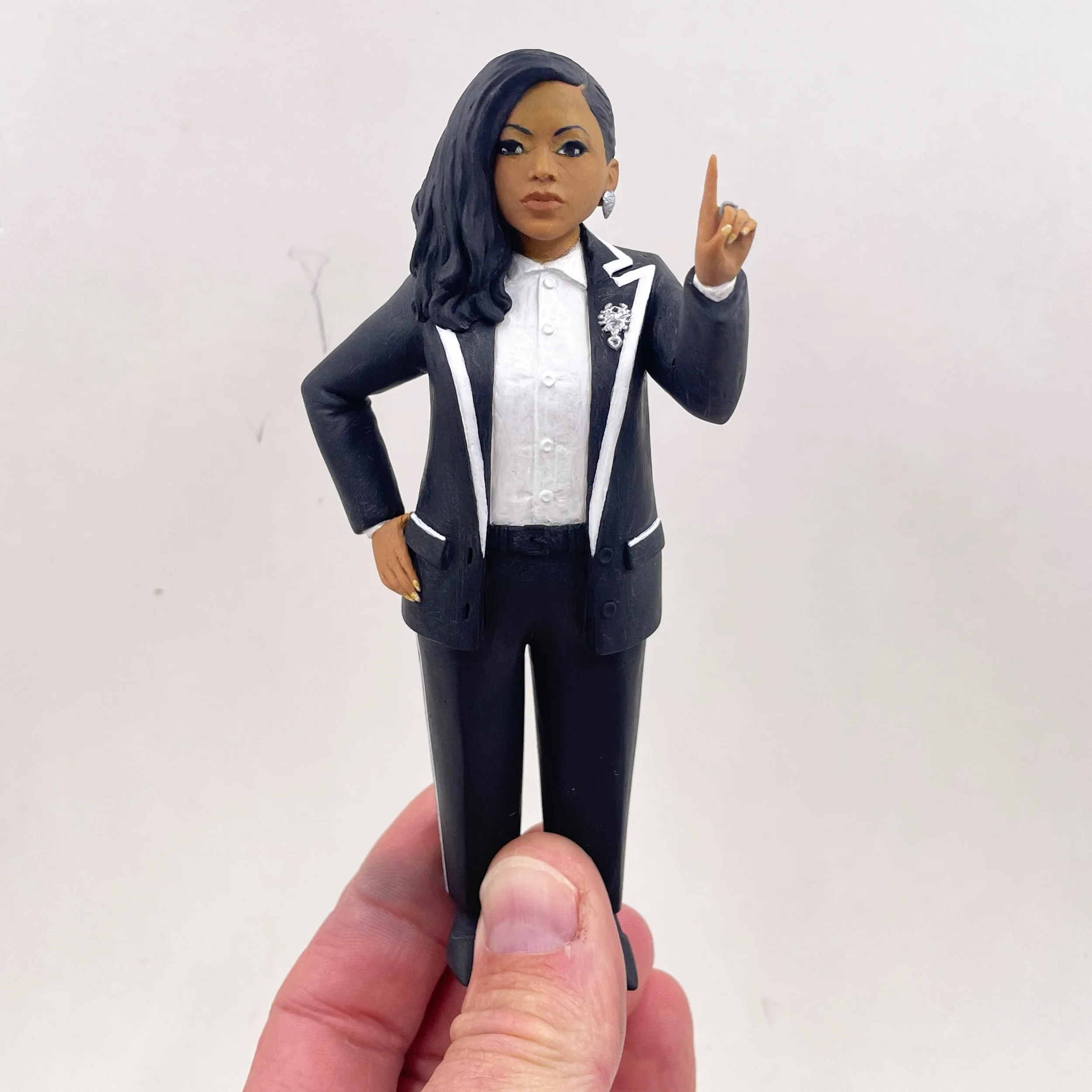6&rdquo; tall Jasmine Crockett one-off sculpted for a new client as a for-hire piece. Details about hiring me for custom work at my profile link