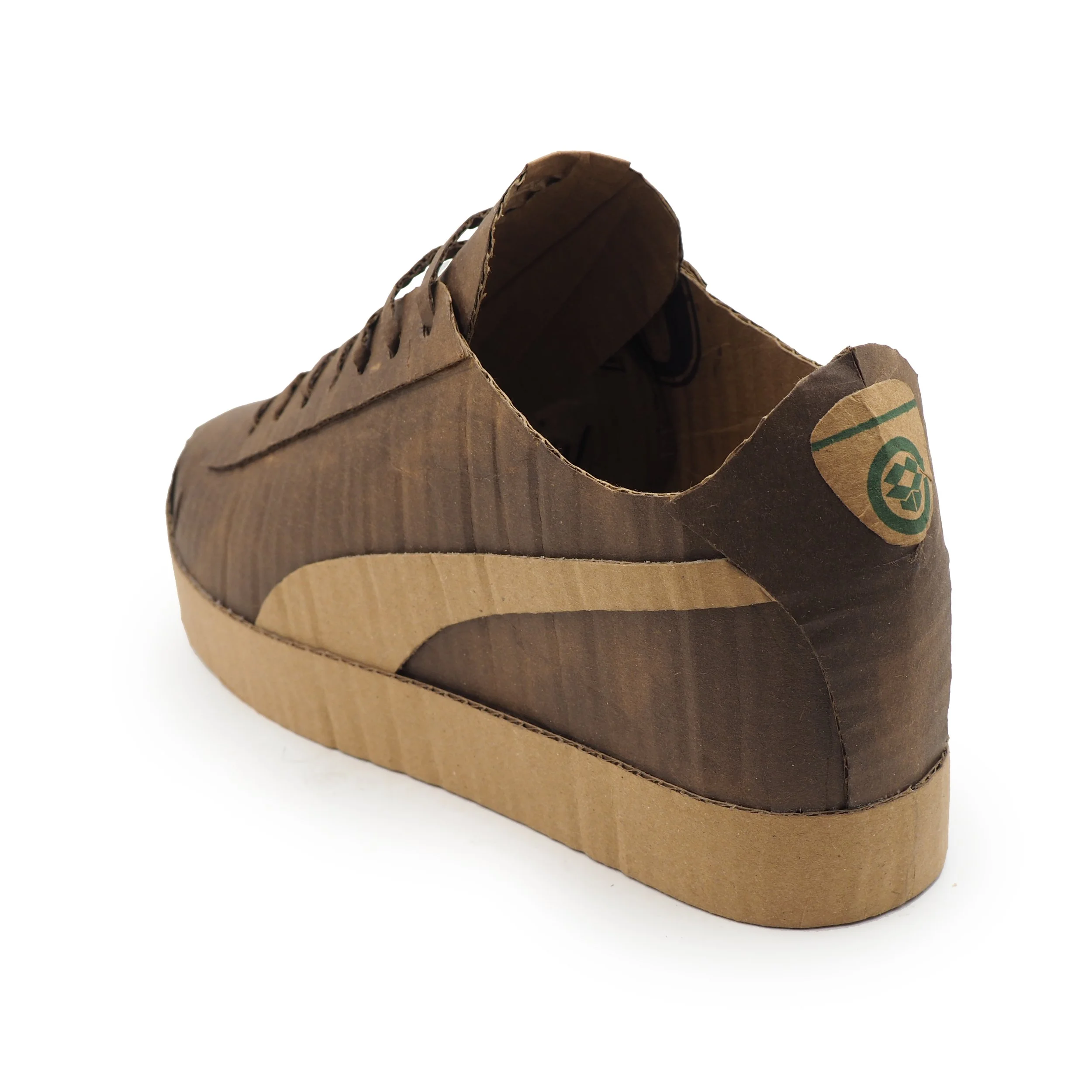 Mike Leavitt cardboard Puma sneaker freaker geek collector recycling art sculpture