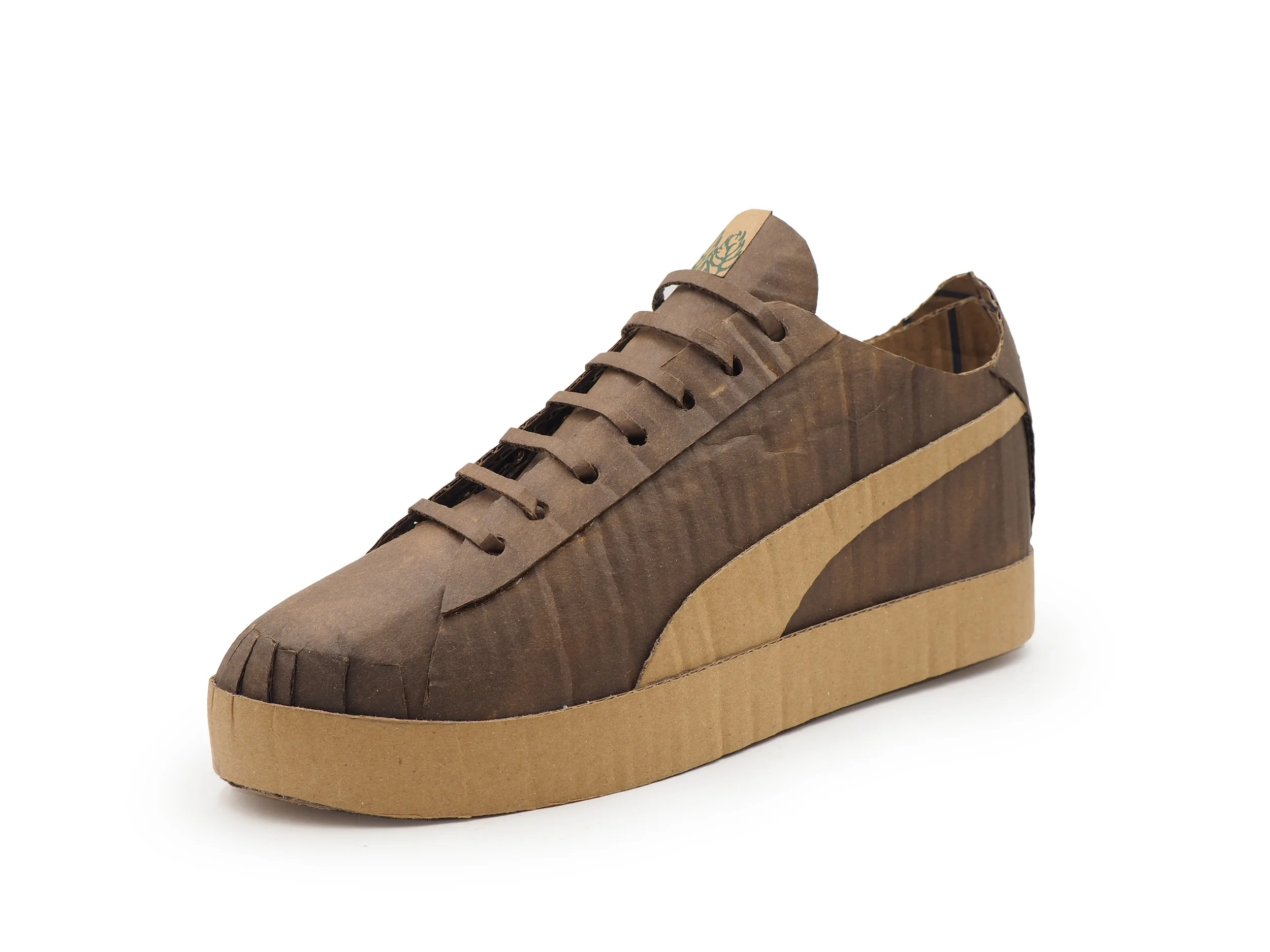 Mike Leavitt cardboard Puma sneaker freaker geek collector recycling art sculpture