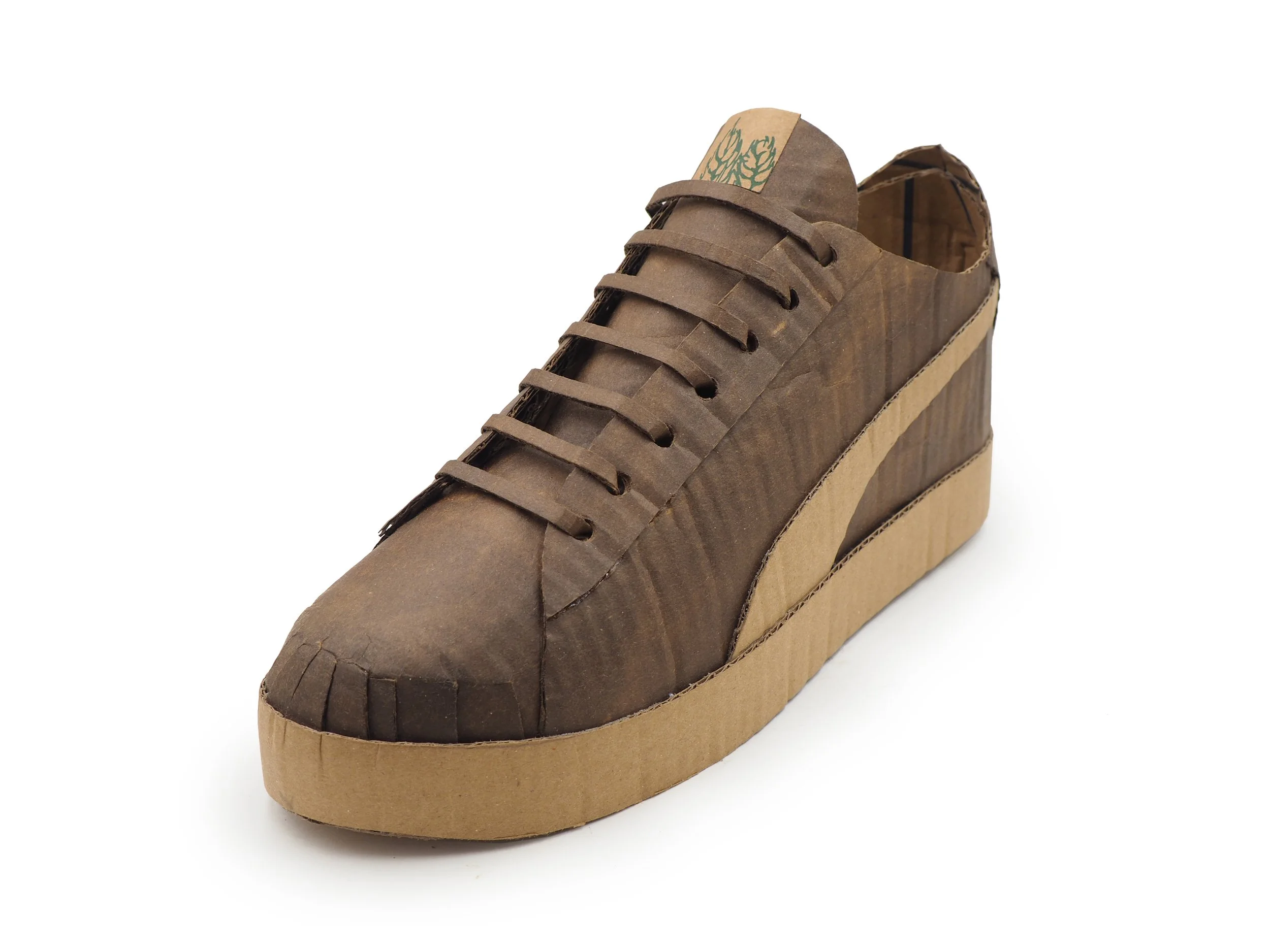 Mike Leavitt cardboard Puma sneaker freaker geek collector recycling art sculpture