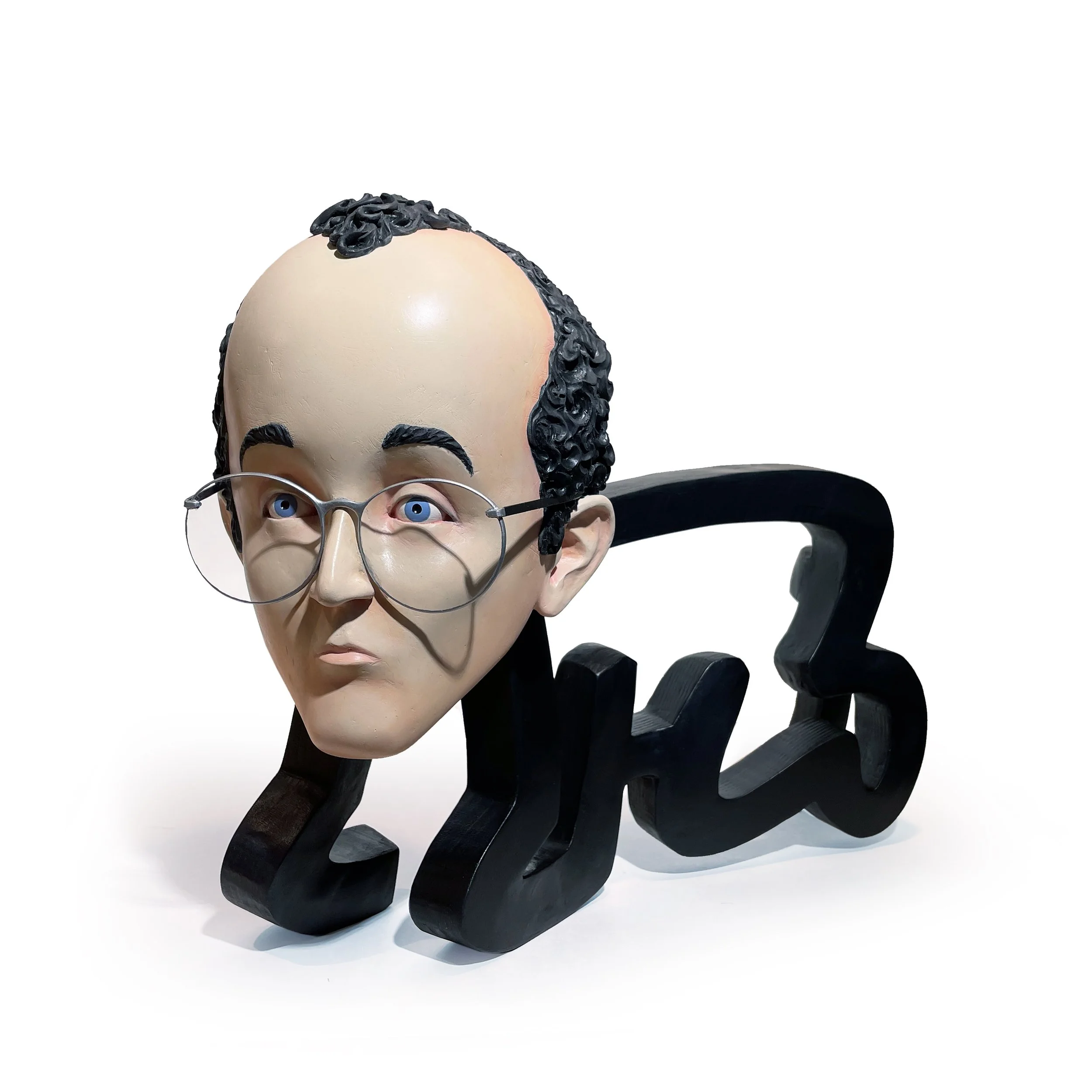 Keith Haring pop contemporary fine art hand-carved wood sculpture statue