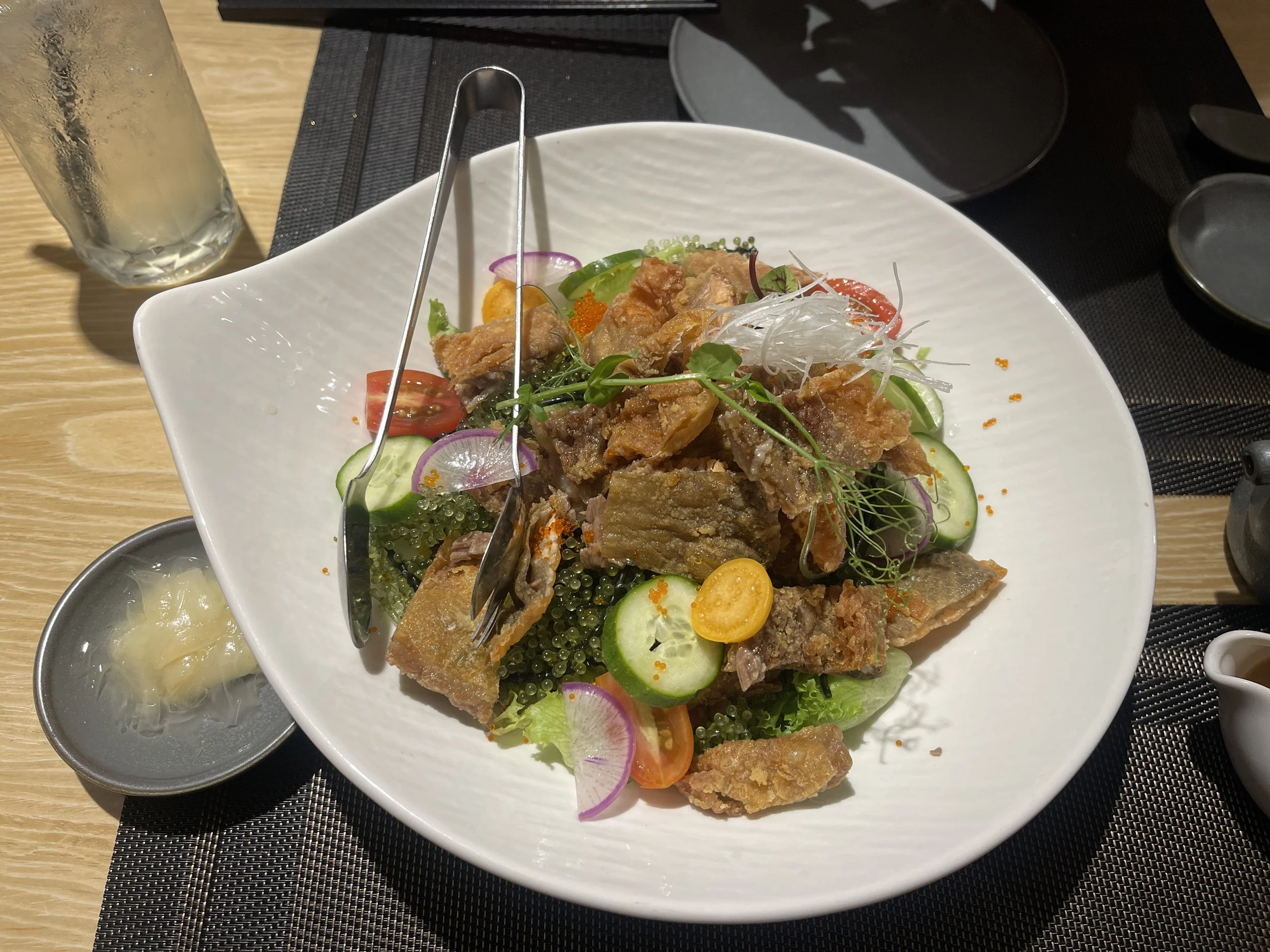 Salmon skin salad
