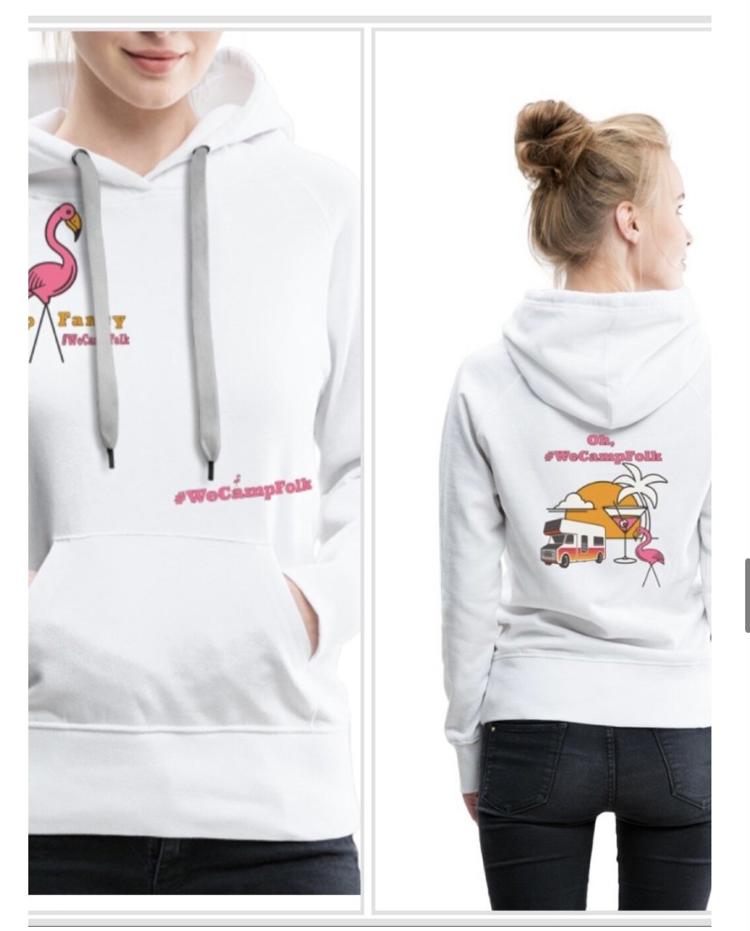 Camp Fancy Flamingo Motorhome & Martini Hoodie Sweatshirt Oh, #WeCampFolk