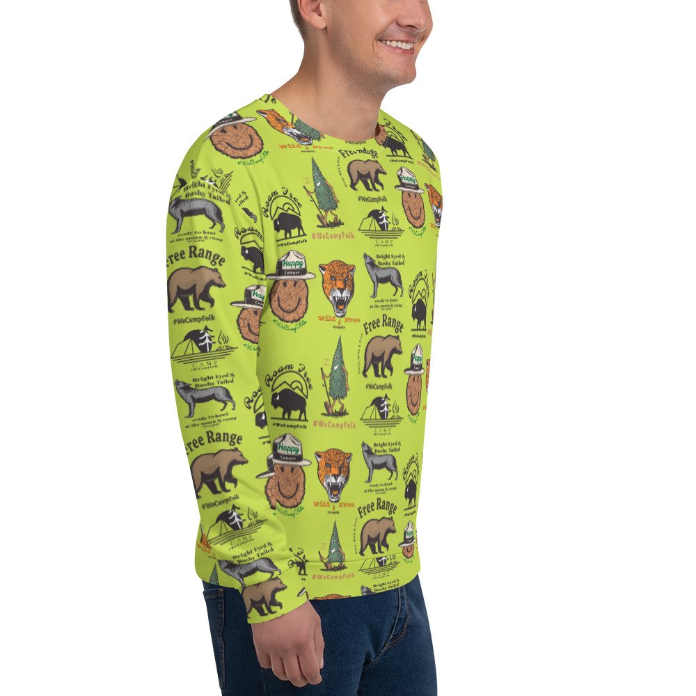 Men's fun nature camping happer camper wolf pack sweatshirt