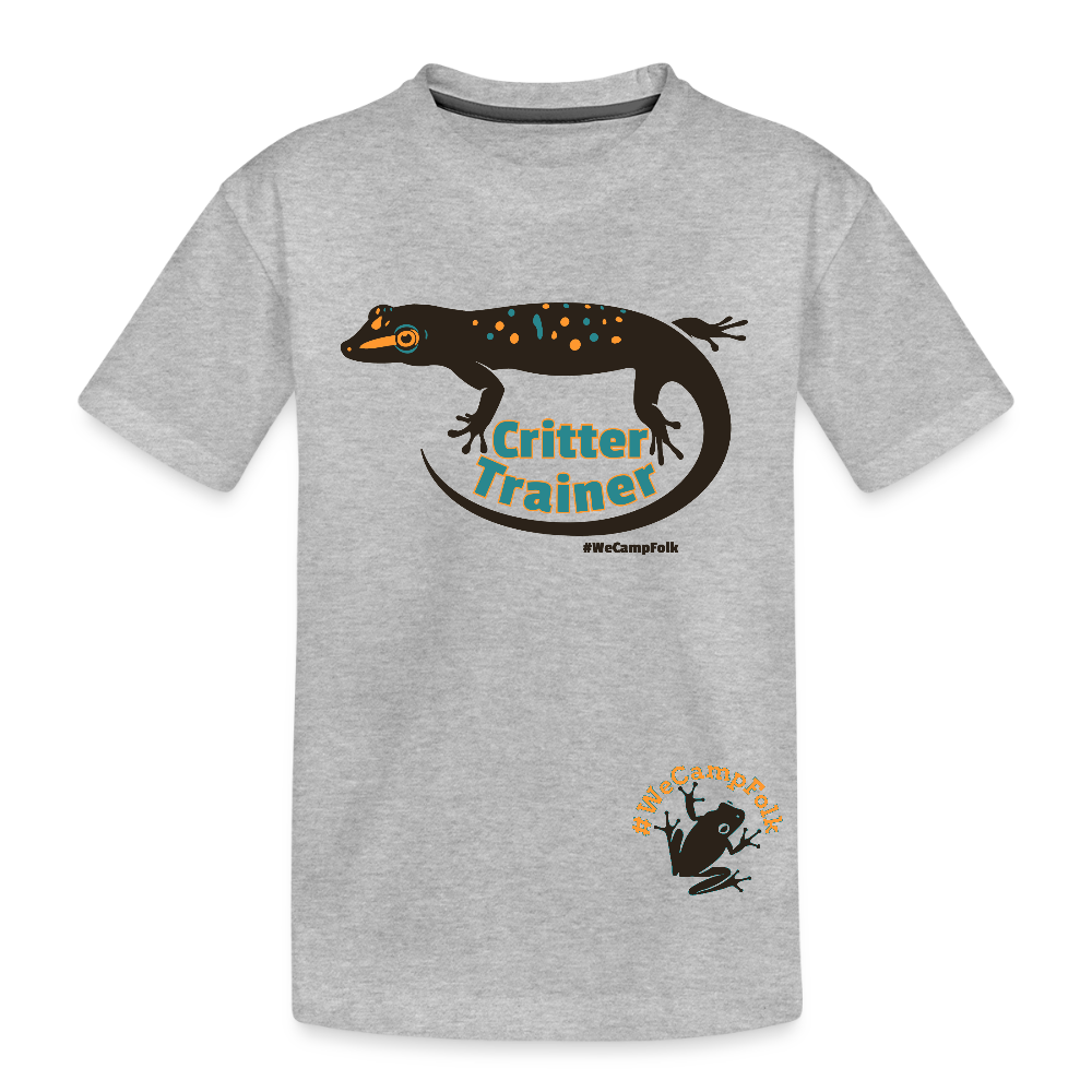 Critter Trainer Lizard, Snake & Tree Frog #WeCampFolk kids organic RV motorhome camping nature t shirt in grey