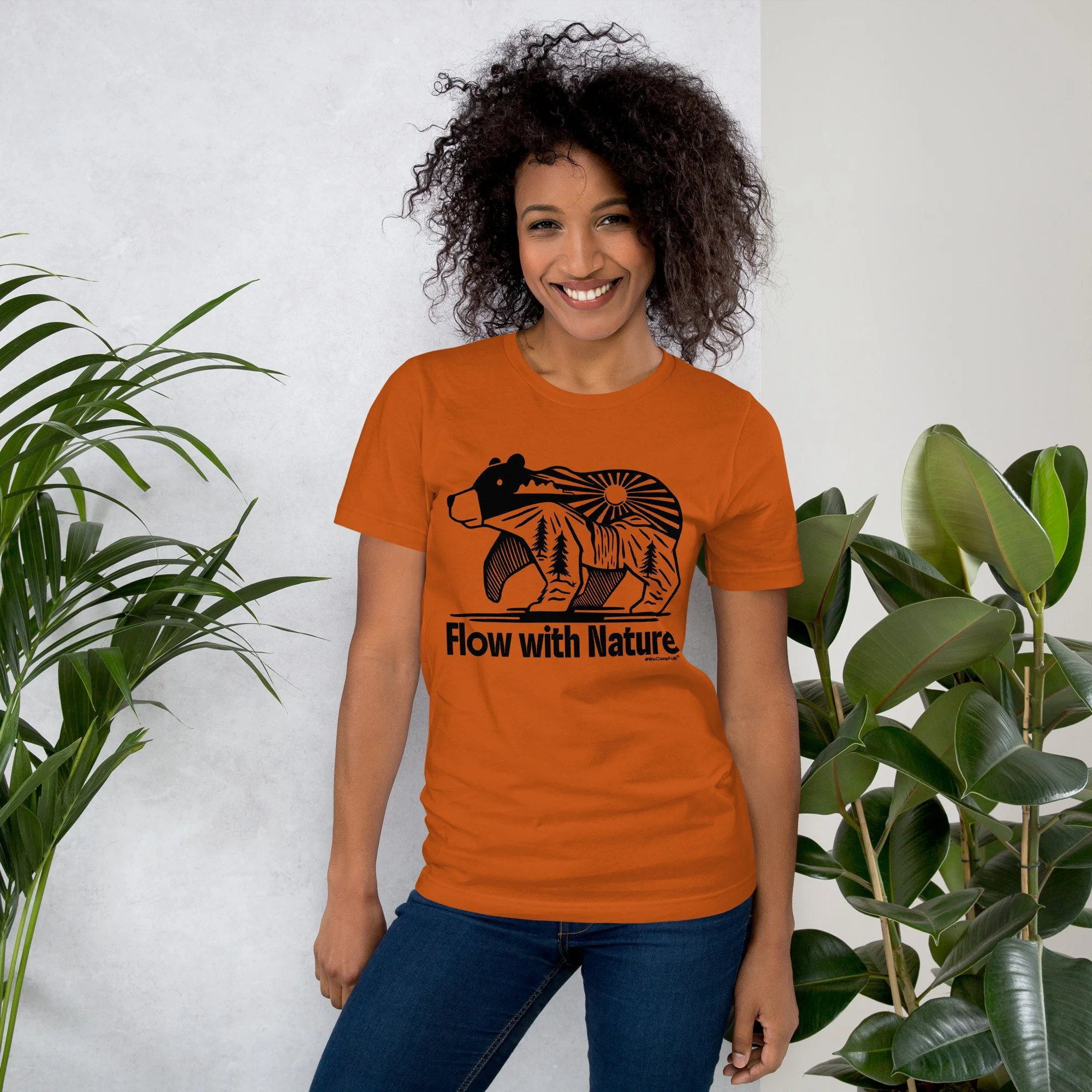 ladies flow with nature yoga t shirt unisex-staple-t-shirt-autumn-front-68d44ee1be93d.jpg