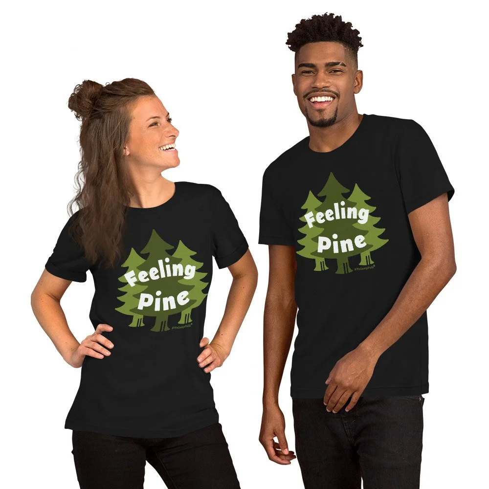 Couples nature t shirt #WeCampFolk Feeling Pine unisex-staple-t-shirt-vintage-black-front-68d451b20dd2e.jpg