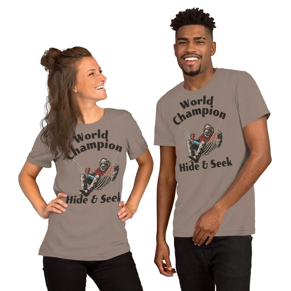 World Champion Hide & Seek Sasquatch #WeCampFolk Unisex Nature T-Shirt unisex-staple-t-shirt-pebble-front-68d5749ddbbff.jpg