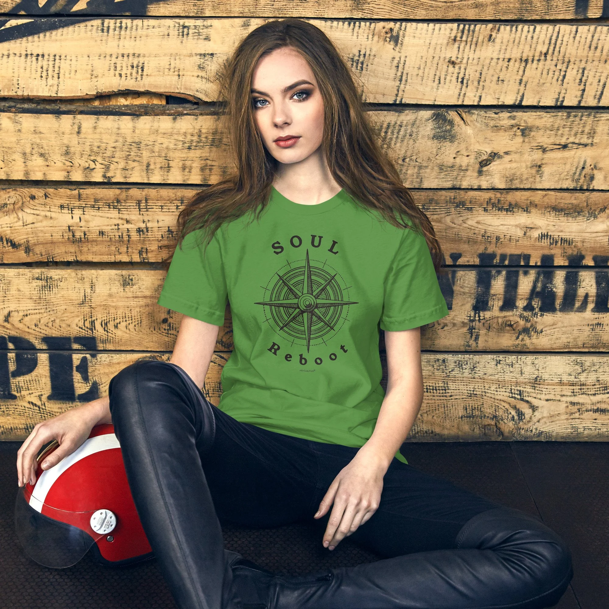 Soul Reboot #WeCampFolk Compass Nature unisex-staple-t-shirt-leaf-front-68d5b94116a9f.jpg