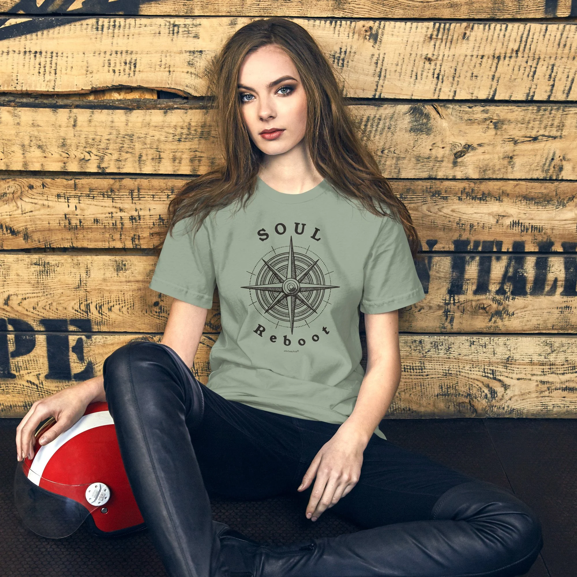 Soul Reboot #WeCampFolk Compass Nature unisex-staple-t-shirt-sage-front-68d5b9412cb35.jpg