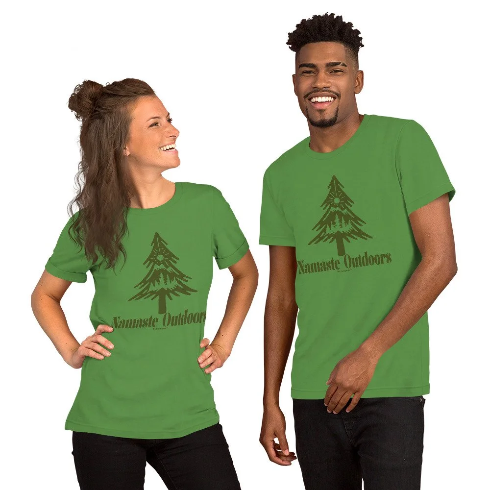 ladies mens yoga t shirt Namaste Outdoors #WeCampFolk Unisex Yoga Nature T-shirt unisex-staple-t-shirt-leaf-front-68d5c06d174ce.jpg