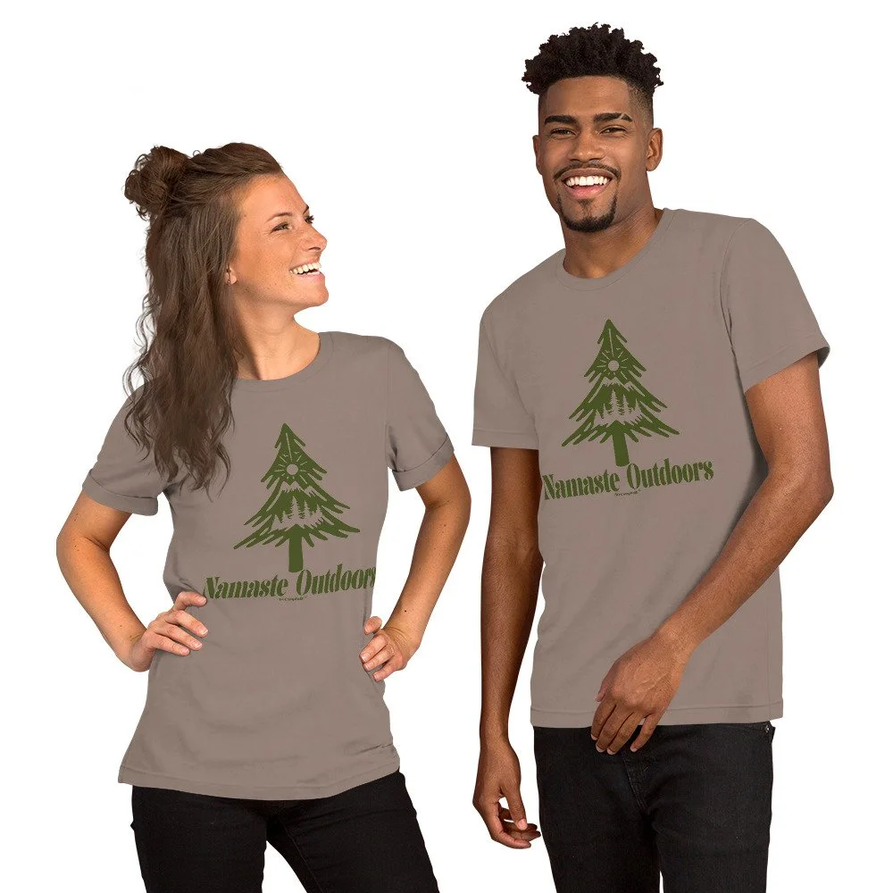 ladies mens yoga t shirt Namaste Outdoors #WeCampFolk Unisex Yoga Nature T-shirt unisex-staple-t-shirt-pebble-front-68d5c06d24fe2.jpg