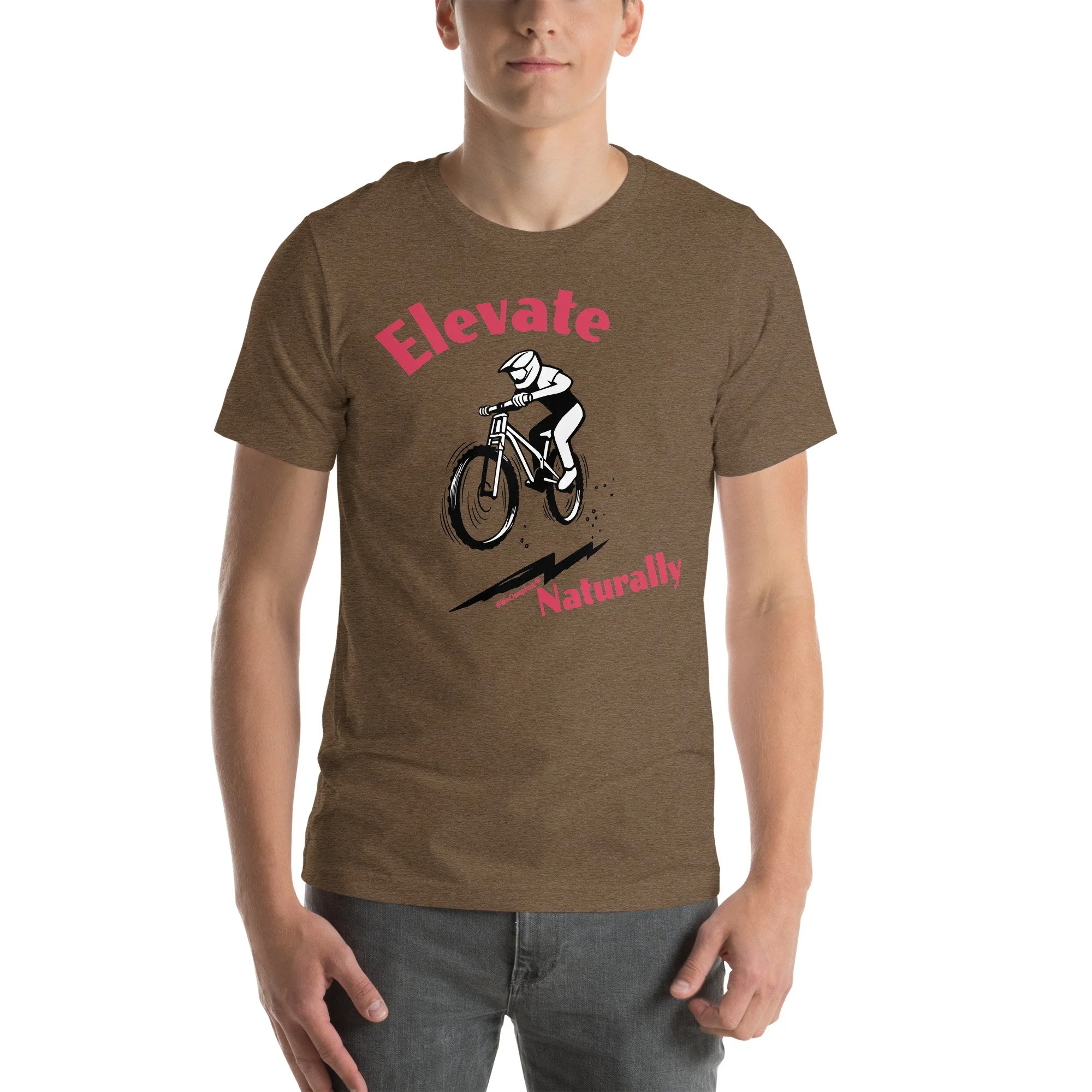 mens Elevate Naturally #WeCampFolk Unisex Mountain Biking T-shirt unisex-staple-t-shirt-heather-brown-front-68d6a5538a58d.jpg