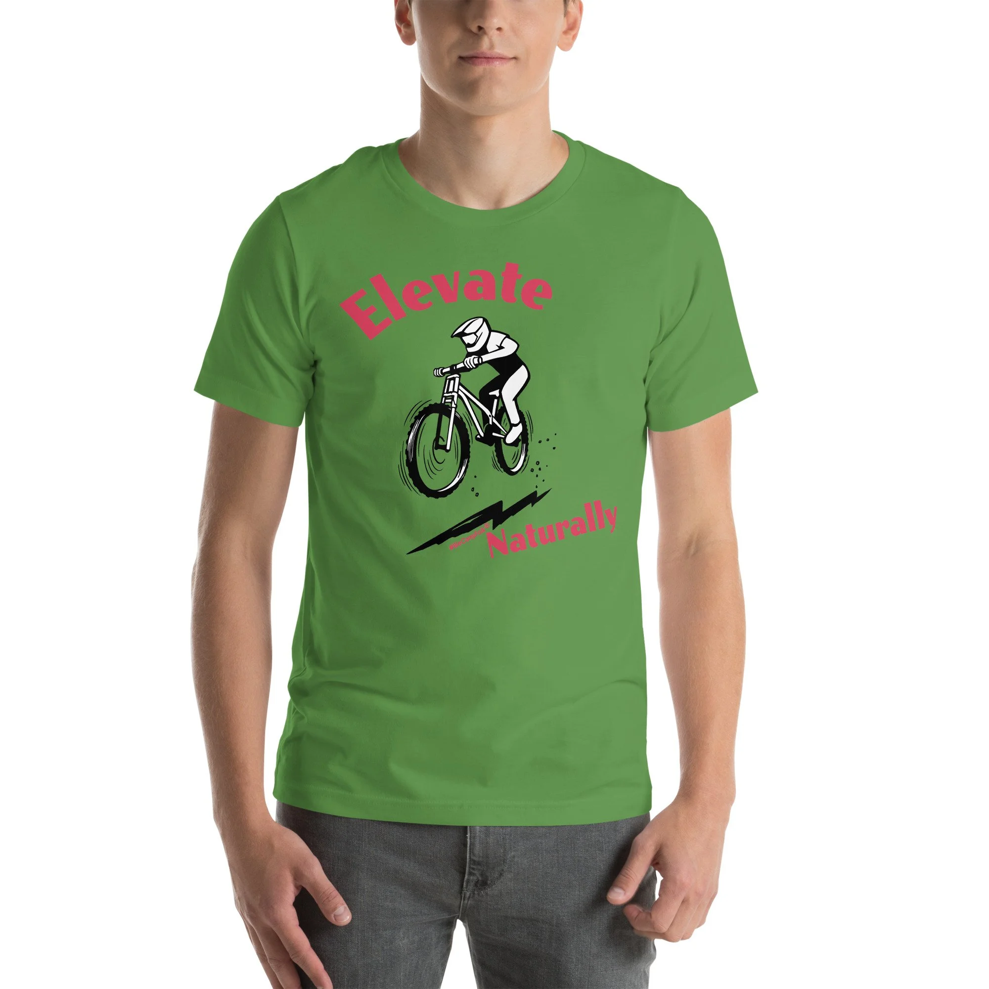 Mens Mountain biking t shirt Elevate Naturally #WeCampFolk Unisex Mountain Biking T-shirtunisex-staple-t-shirt-leaf-front-68d6a55396fc3.jpg