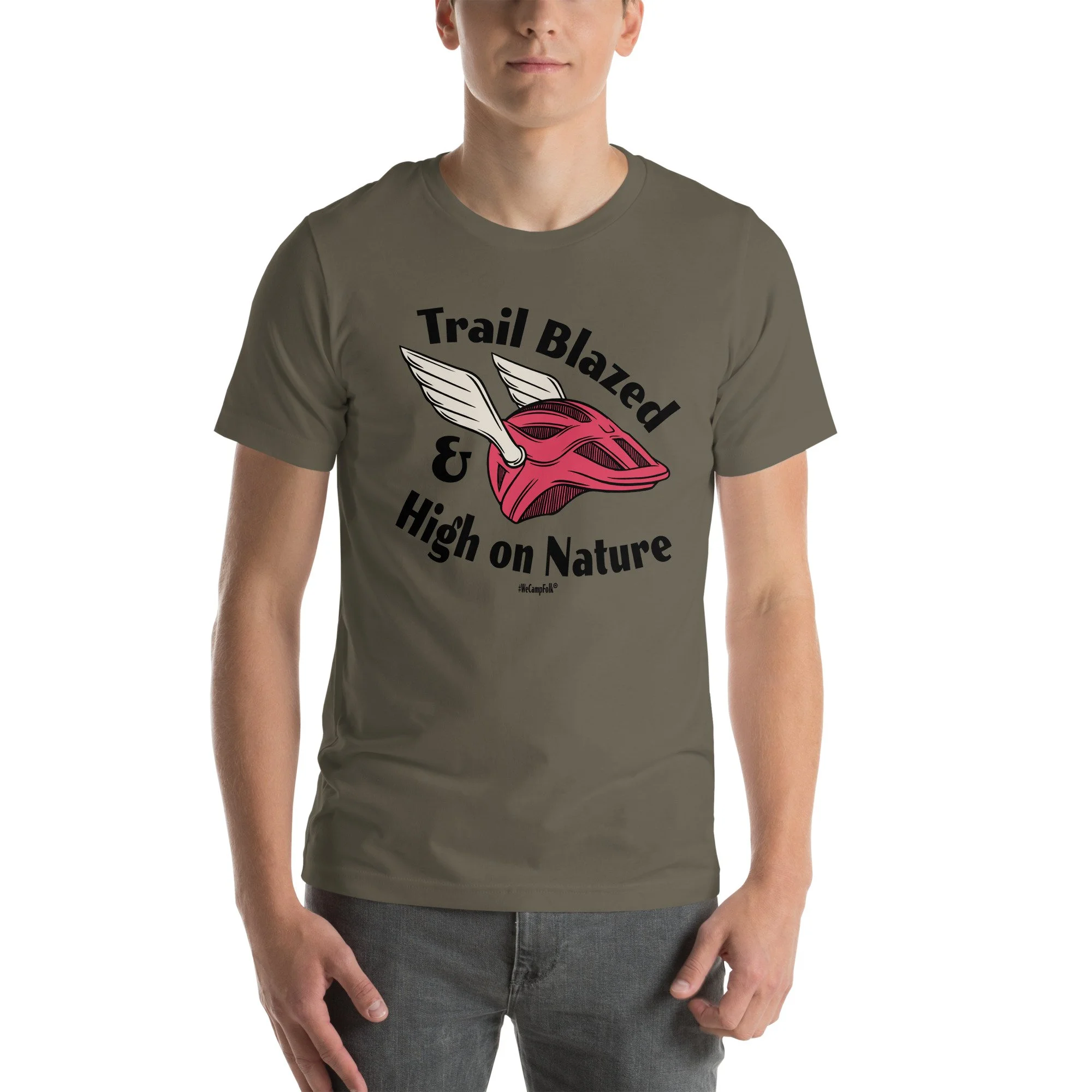 Trail Blazed & High on Nature Unisex Mountain Bike Helmet with Wings T-shirt unisex-staple-t-shirt-army-front-68d6c9e8f12fd.jpg