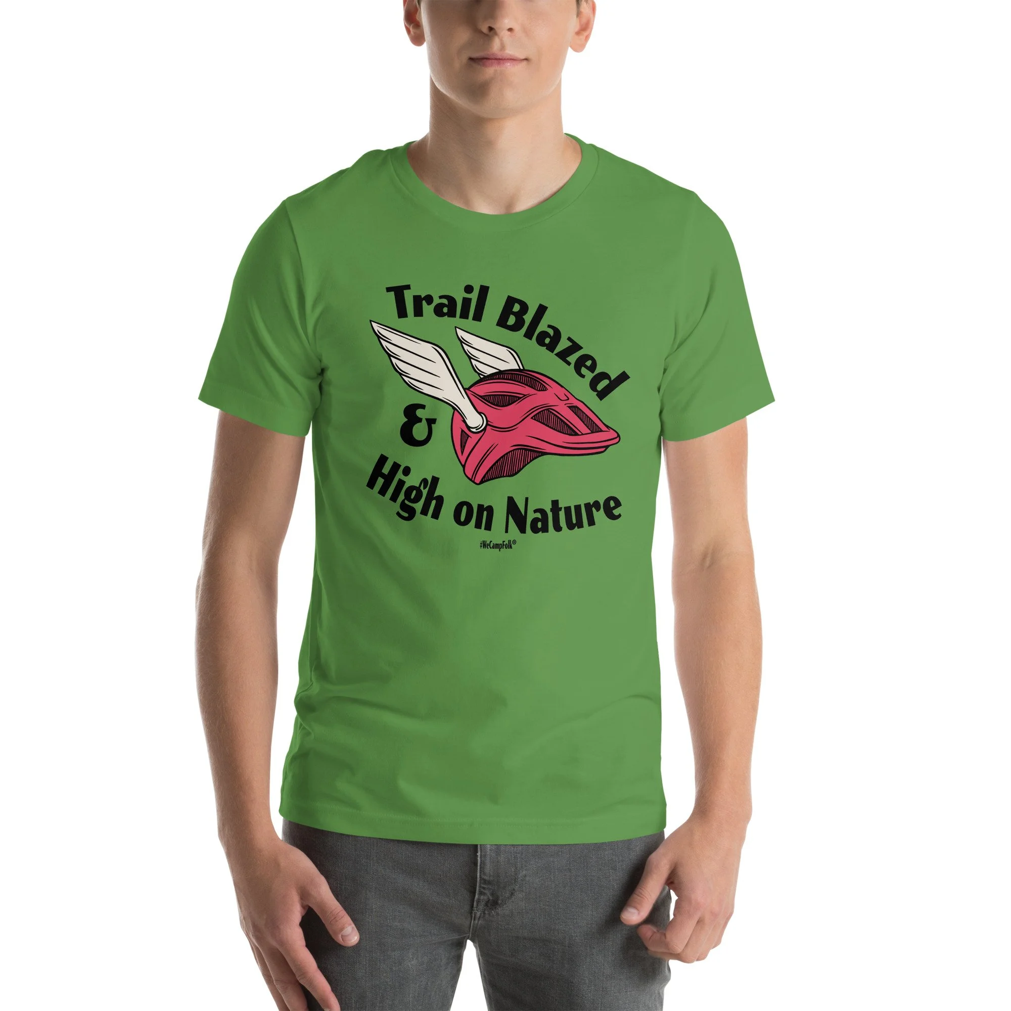 Trail Blazed & High on Nature Unisex Mountain Bike Helmet with Wings T-shirt unisex-staple-t-shirt-leaf-front-68d6c9e901b0a.jpg