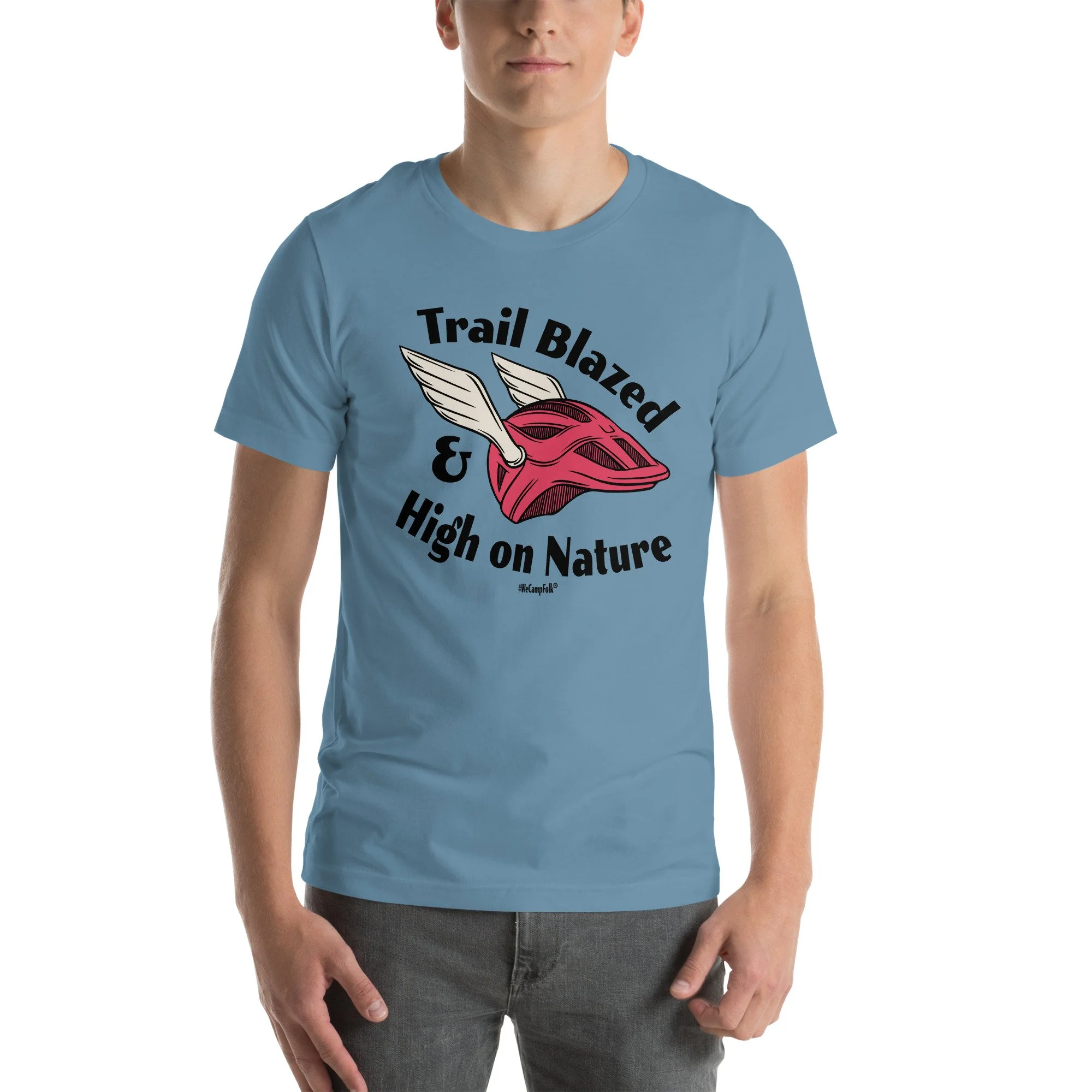 Trail Blazed & High on Nature Unisex Mountain Bike Helmet with Wings T-shirt unisex-staple-t-shirt-steel-blue-front-68d6c9e9081cd.jpg