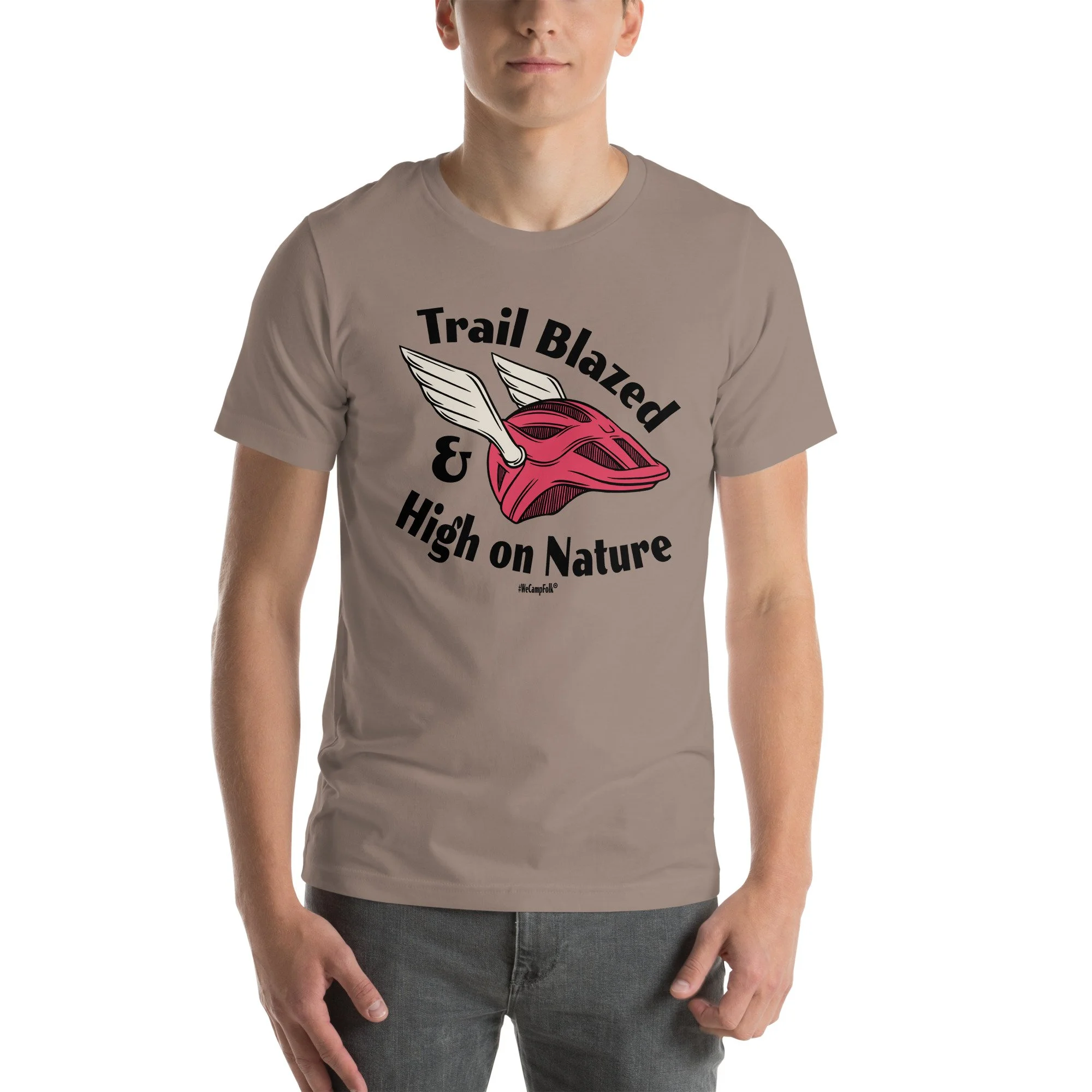 Trail Blazed & High on Nature Unisex Mountain Bike Helmet with Wings T-shirt unisex-staple-t-shirt-pebble-front-68d6c9e9149ce.jpg