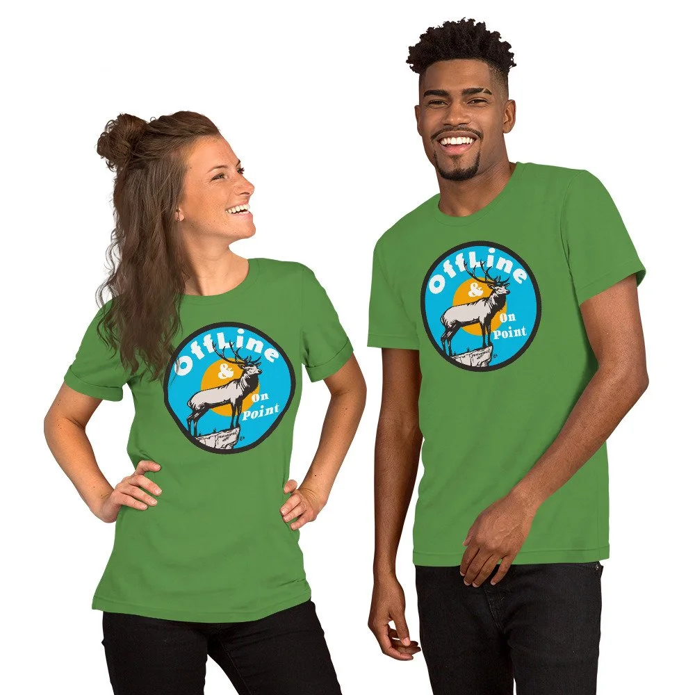 Offline & On Point #WeCampFolk Elk Bull Nature T-shirt unisex-staple-t-shirt-leaf-front-68d6caef39813.jpg