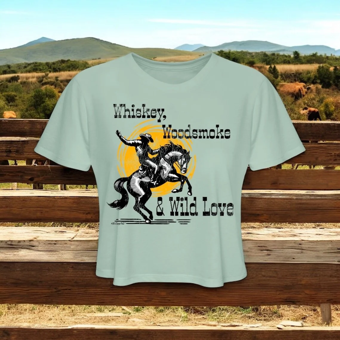 Whiskey, Woodsmoke & Wild Love #WeCampfolk Women's Cowboy Crop Top Cowboy Ranch Wild West Boho Festival crop top