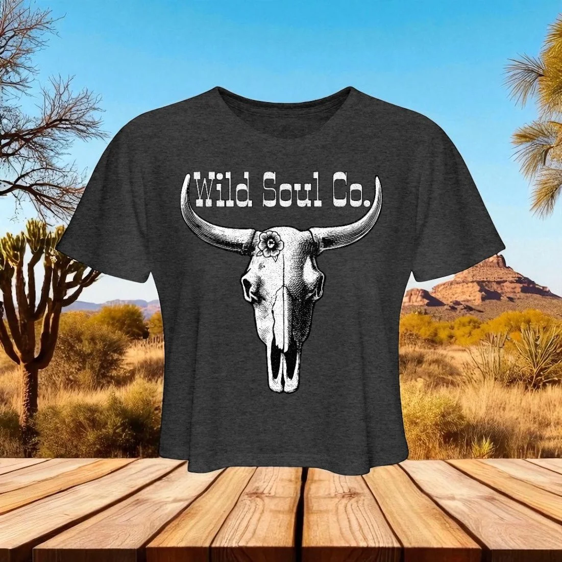 Wild Soul Co. Boho festival Coachella steer skull crop top