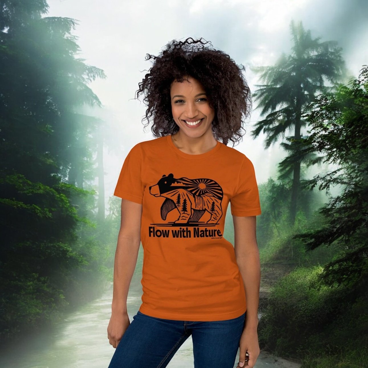 Flow with Nature Bear & Sunset #WeCampFolk Unisex Nature Yoga T-shirt