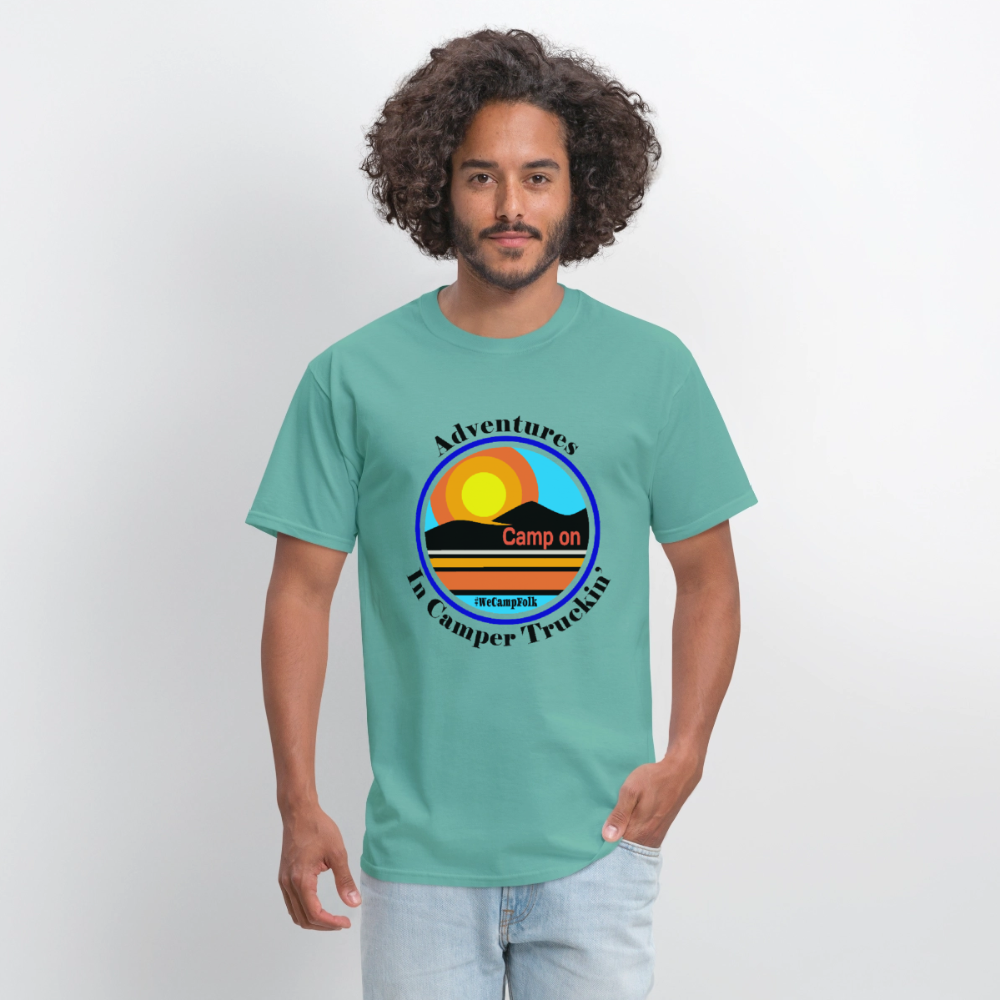 Men's Adventures In Camper Truckin' Camp On #WeCampFolk Unisex Classic RV Motorhome T-Shirt s - 5xl