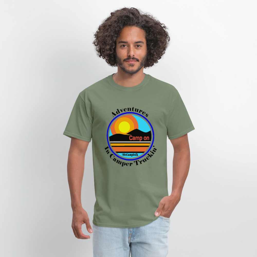 Men's Adventures In Camper Truckin' Camp On #WeCampFolk Unisex Classic RV Motorhome T-Shirt s - 5xl
