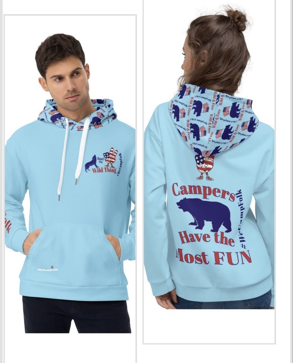 Howl on Wild Thing Wolf & Campers Have the Most Fun Bear Patriotic Hoodie Sweatshirt #WeCampFolk We Camp Folk
