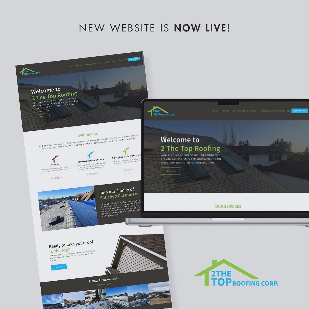 Presenting our latest website refresh for  2 The Top Roofing!

This collaboration was an exciting one, with roofing season right around the corner, it was a quick turnaround.

We love collaborating with owner/operators and really enjoyed hearing 2 Th