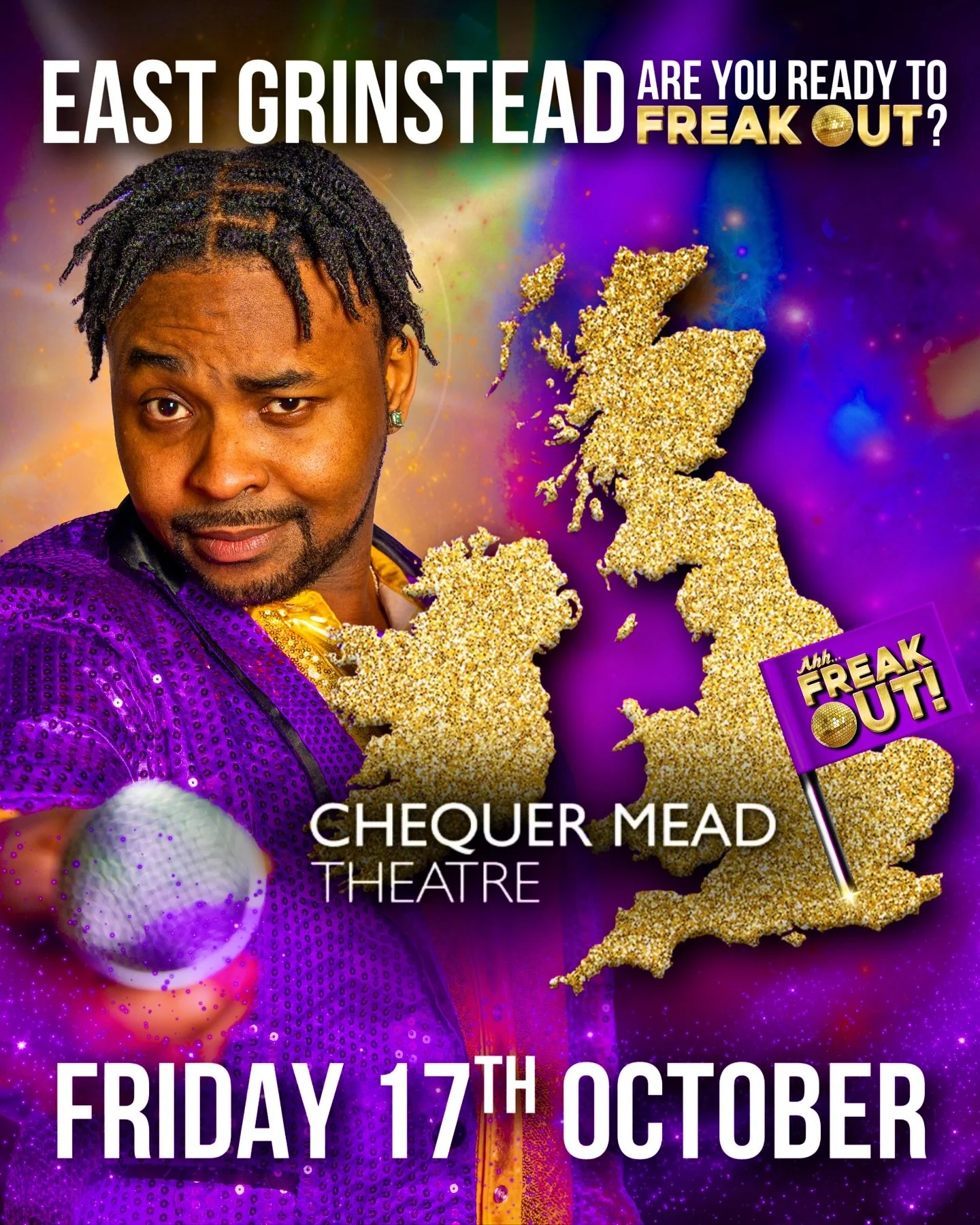 EAST GRINSTEAD, are you ready to FREAK OUT?! 😱

We&rsquo;re bringing the funk, the groove and ALL the moves to the Chequer Mead THIS FRIDAY! 🤩🪩

📍 The Chequer Mead Theatre 
🗓 Friday 17th October 2025, 7:30pm
🪩 Ahh... Freak Out! 

We&rsquo;ll se