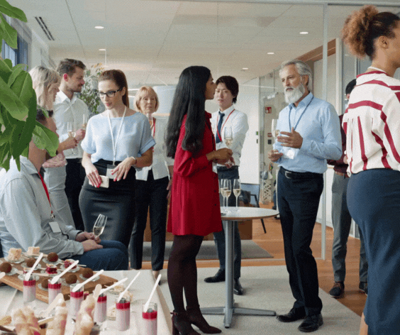 Private party in backyard with twinkle lights