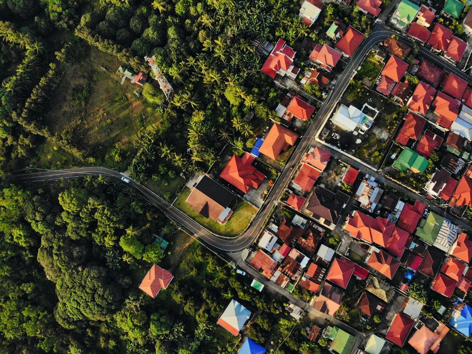 Aerial view of houses in Redding neighborhood