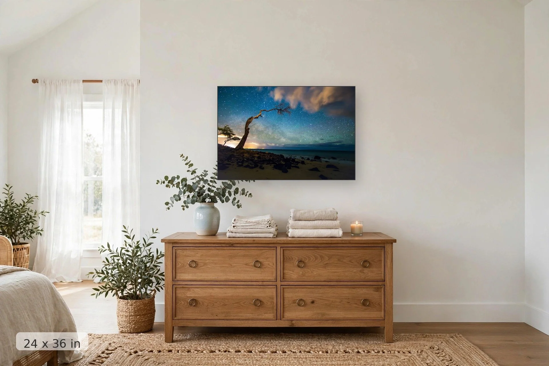 Milky Way over Kihei, Maui — Milky Way Over Kihei print, 24x36 mockup above a dresser