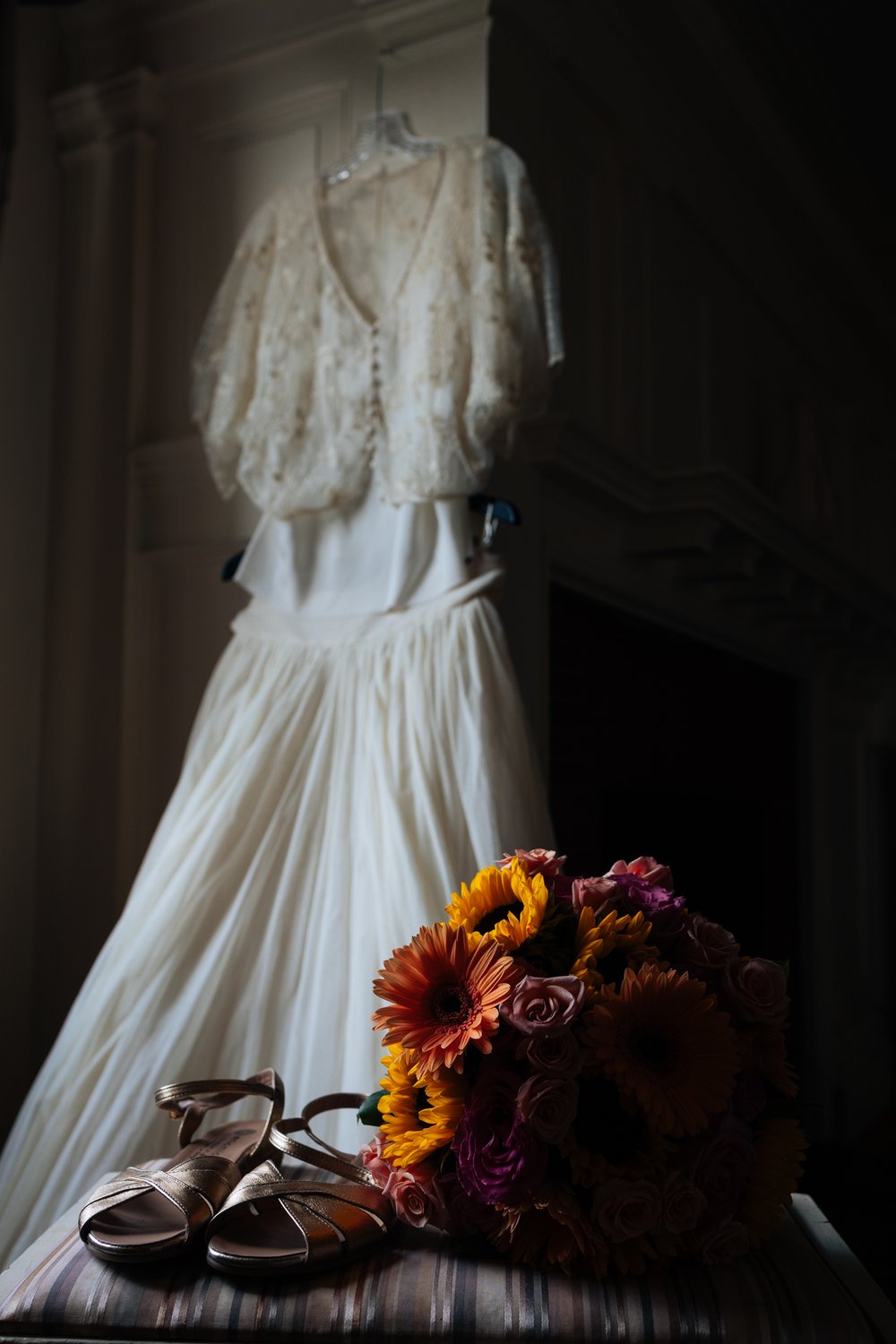  wedding dress at Endicott estate in Massachusetts at an LGBTQ wedding  