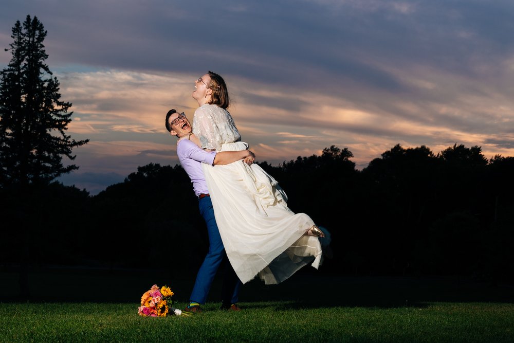  queer and nonbinary wedding couple at Endicott Estate in Massachusetts  