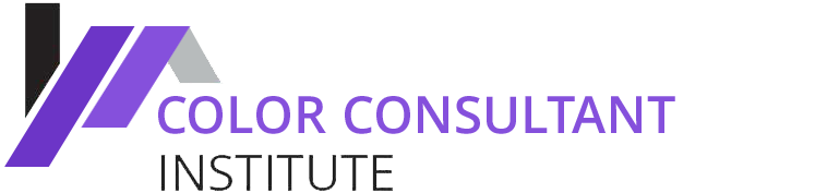 Logo of Color Consultant Institute with purple and gray graphic elements
