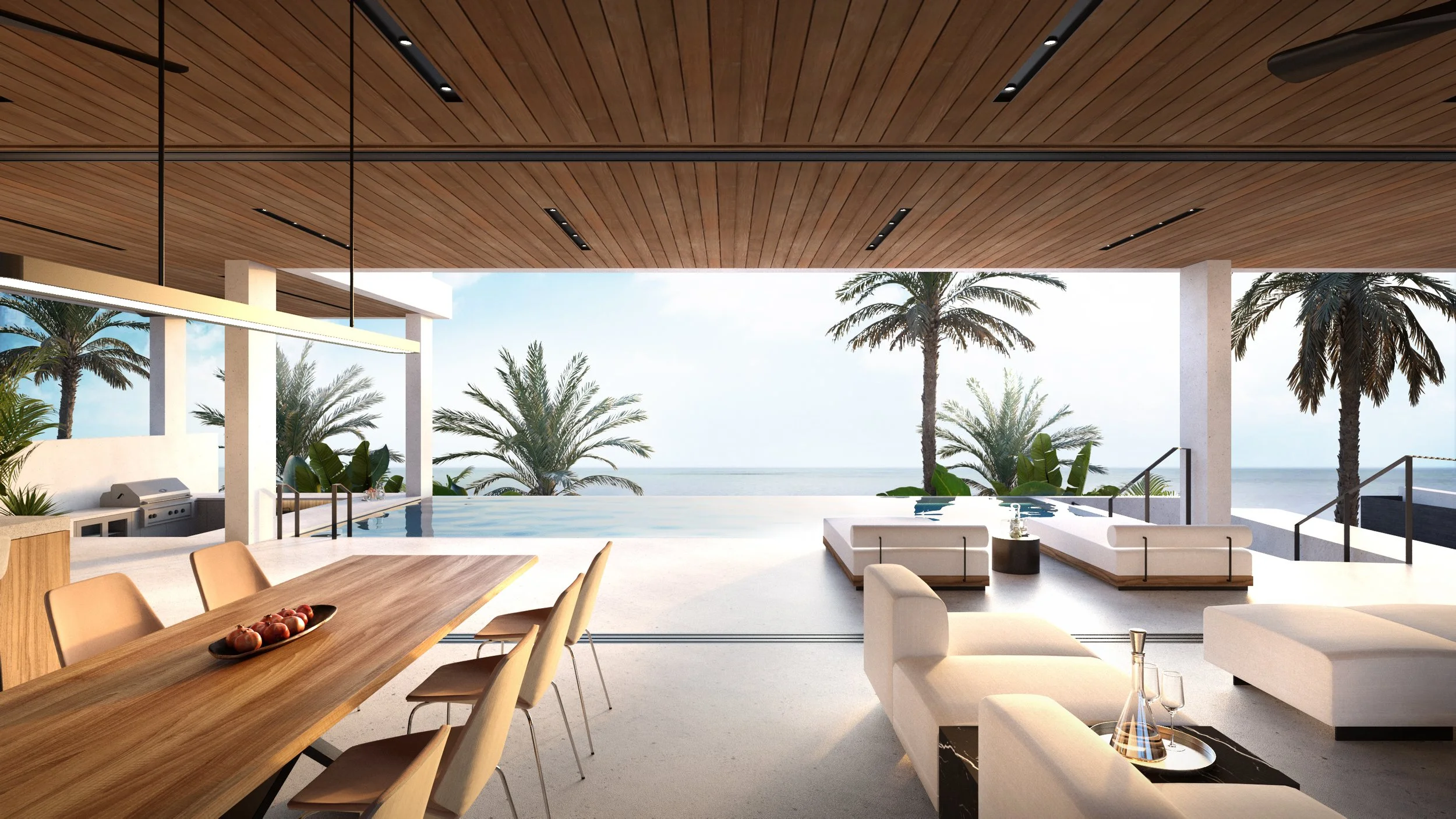 View of pool and ocean from main living space