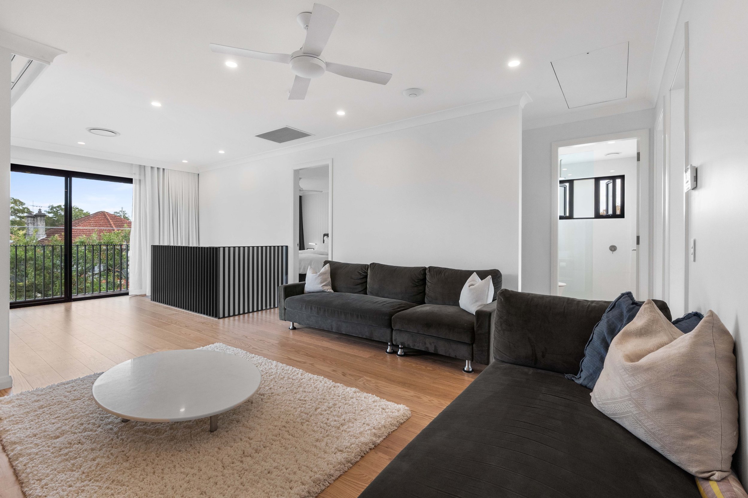 A bright and airy upstairs rumpus area.