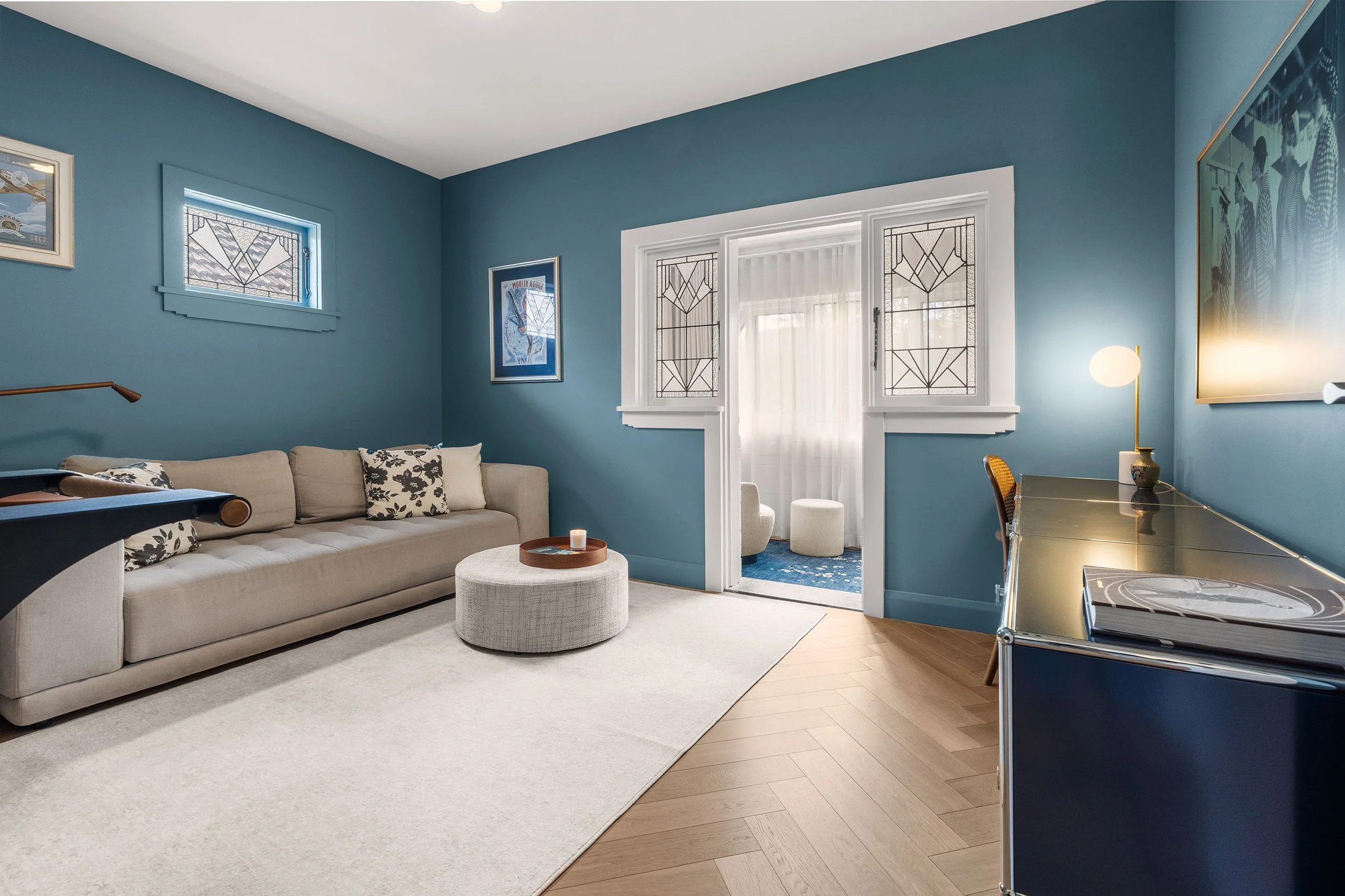 Original Art Deco leadlight windows were carefully restored, keeping the home's history present within its new chapter.